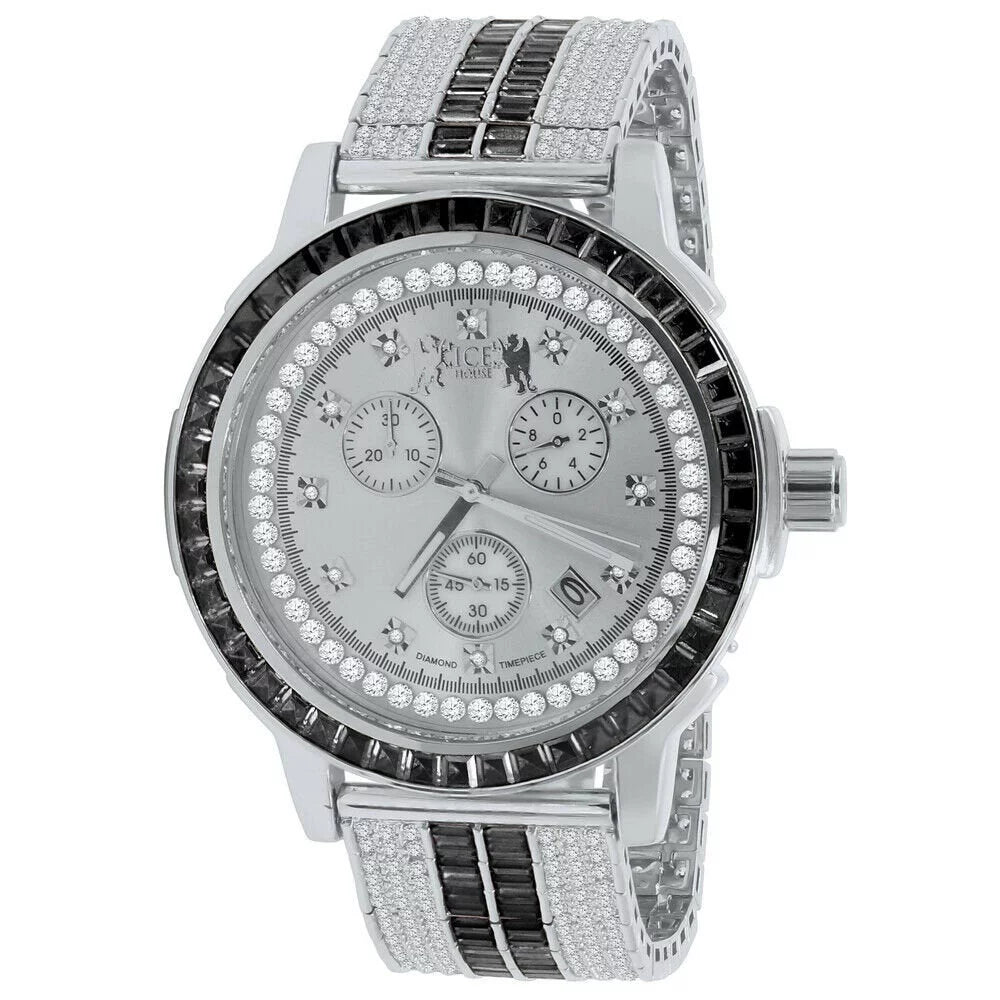Bezel Real Gold Tone Black 18K Exclusive Custom Diamond Onyx Dial Steel Mens Custom Band Solid Watch