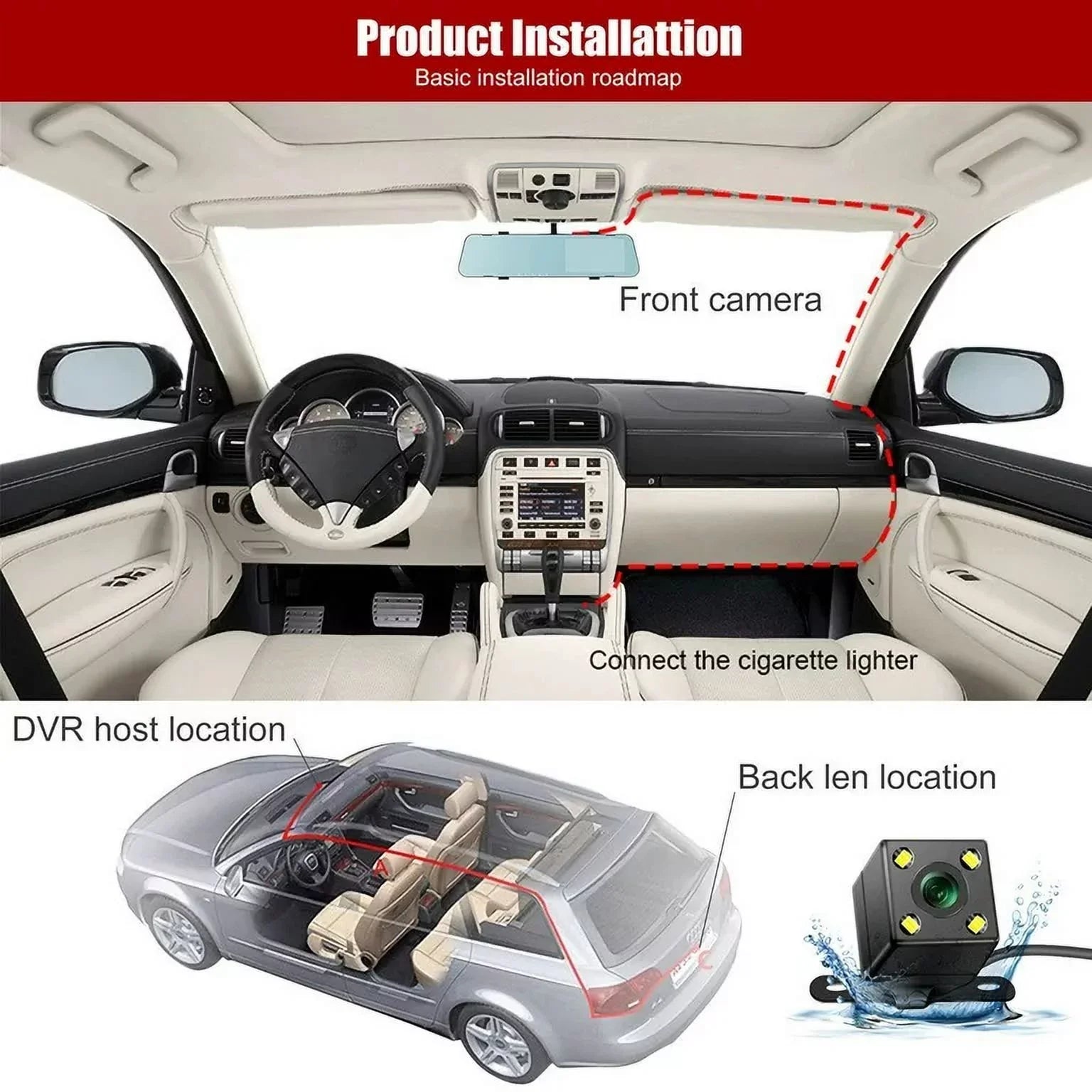 Lens 4.3" Pack for Night Monitor, 1080P Angle Detection,G-sensor Trucks,170°Wide Cars Car Front Car DVR Camera Cam Cam Vision,Parking 1 Monitor,Motion Dual Dash Rear Rearview Mirror