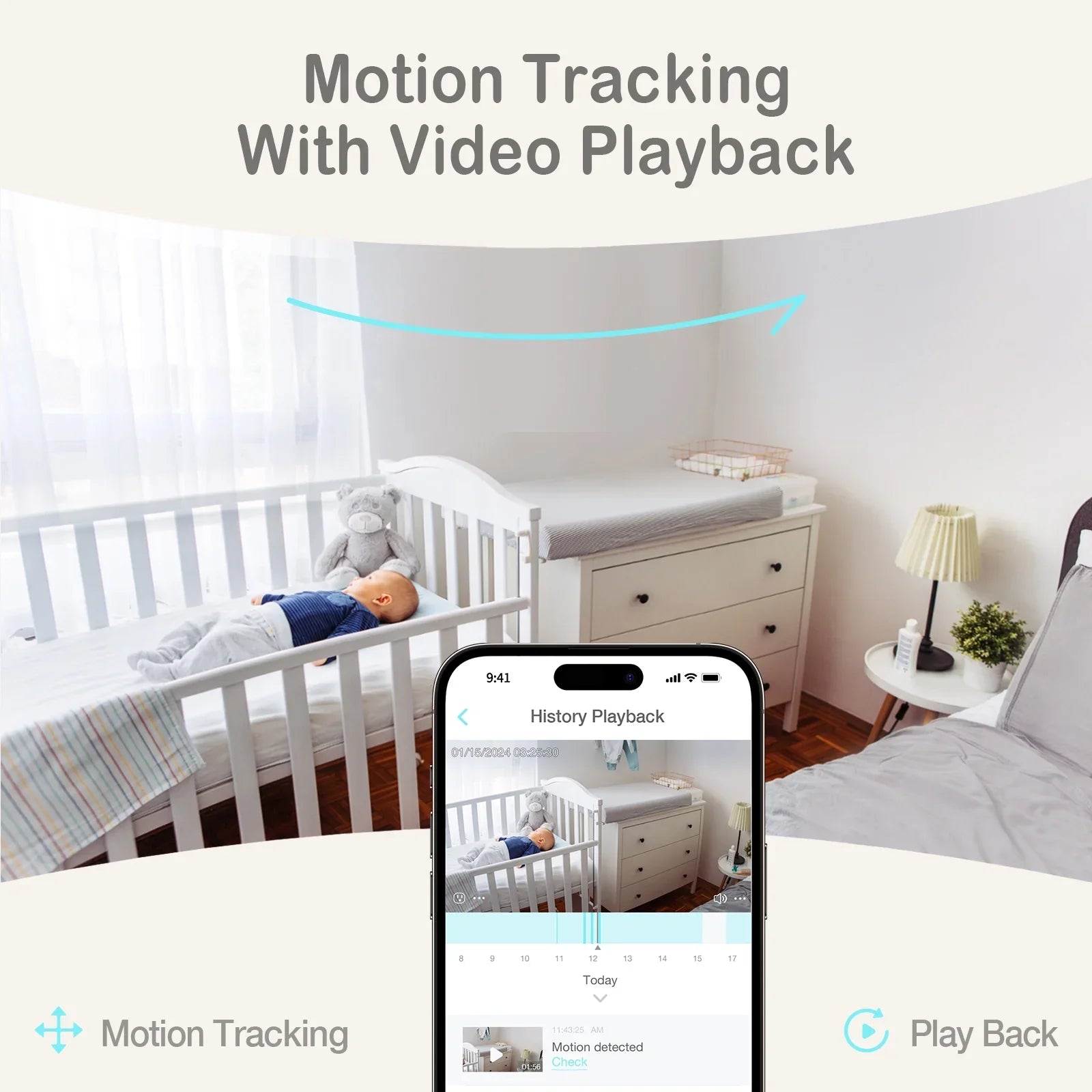 Pan-Tilt-Zoom, Background with Smart 2-Way Video Zone Activity Crying 2K Sense-U Vision, Talk, Sound/Motion Fee, Eligible) No Detection, Night Monitor(FSA&HSA Audio, Person/Baby Monthly Baby