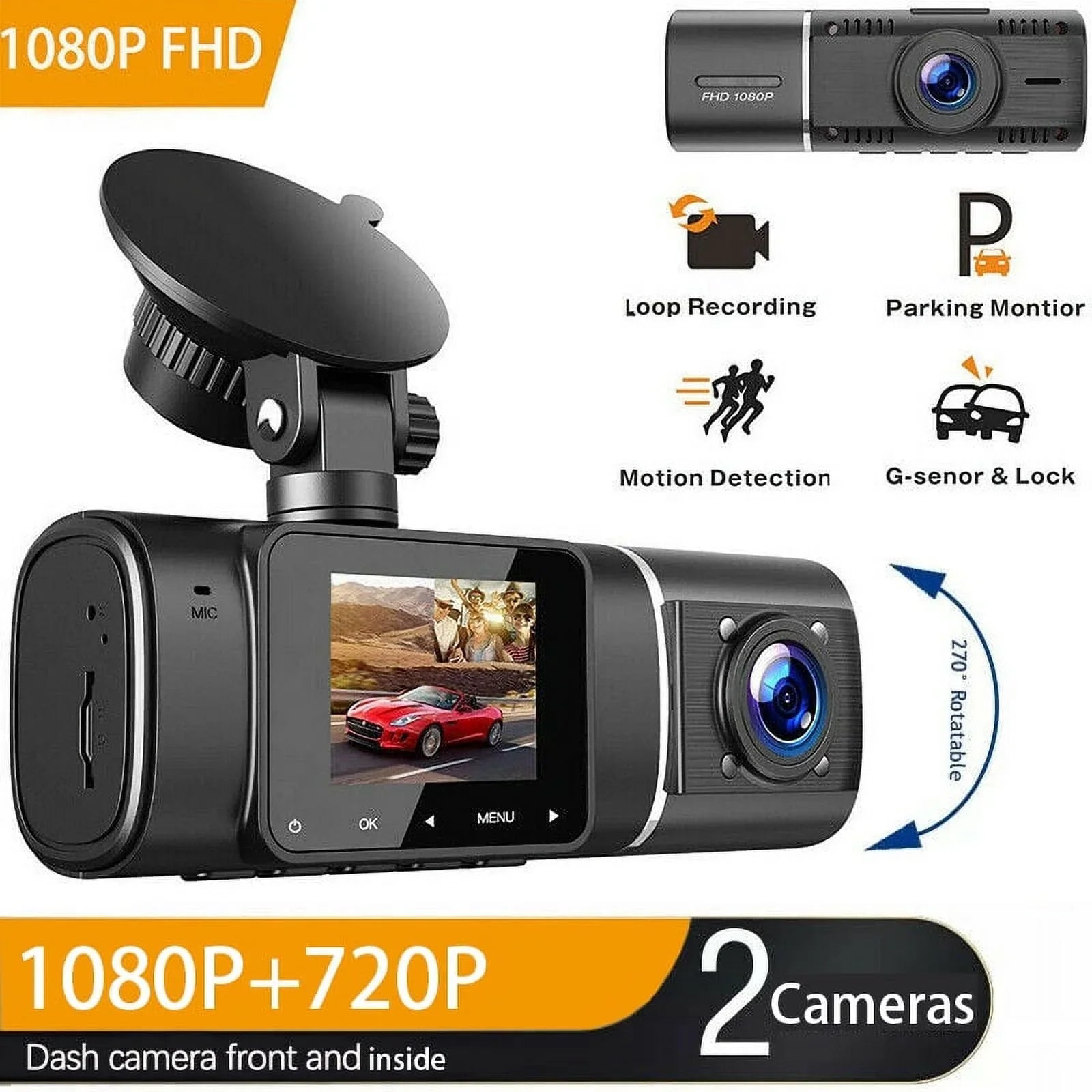 TOGUARD Car 1080P LCD ,Parking Night Inch Cam G-Sensor, Car Dash Recording, Display 1.5 Vision HDR Camera Loop Camera ,IR Mode, FHD