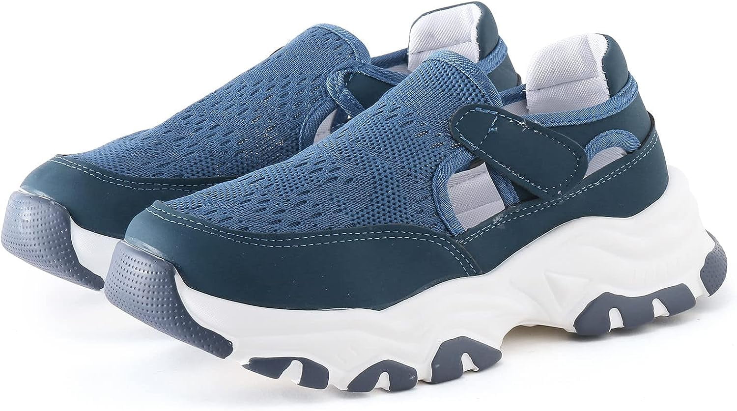 Non Seasons Shoes Breathable Solid Toe Four Women Loop Flat Wedges Round Color Women's Hook Mesh Slip