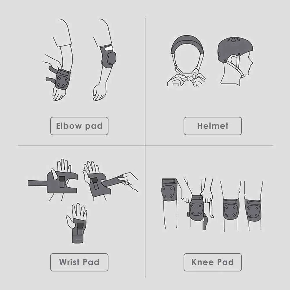 Adjustable Helmet Rollerblade Protective Guards Bike, Skating, Knee Wrist Skateboard, Elbow Set Kids for Spofine for Helmet, Bike Toddler Pads Pads Kids Adult, Kids Gear Cycling, Roller Youth Scooter,