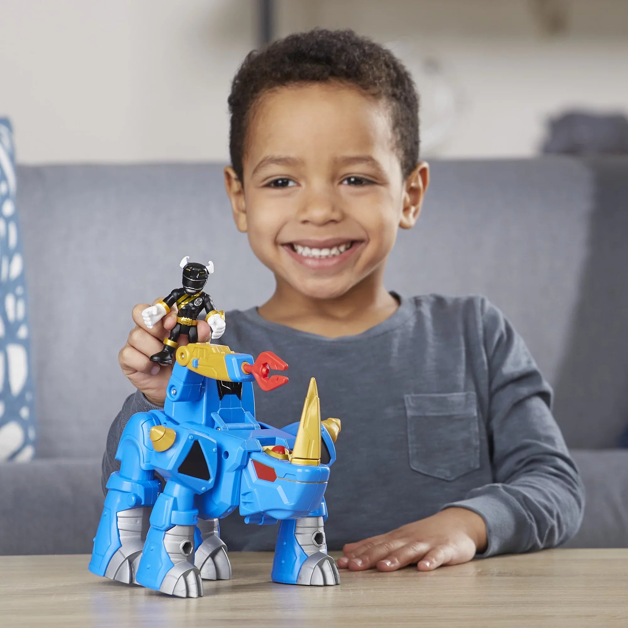 Morphin Heroes Rhino Power Black Ranger Playskool Rangers Zord & Zords