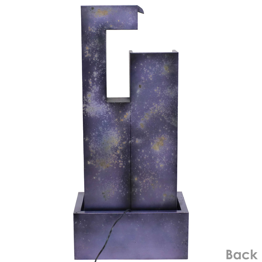 with exterior Metal Tower LED Lights Cascading - 32" Sunnydaze Fountain
