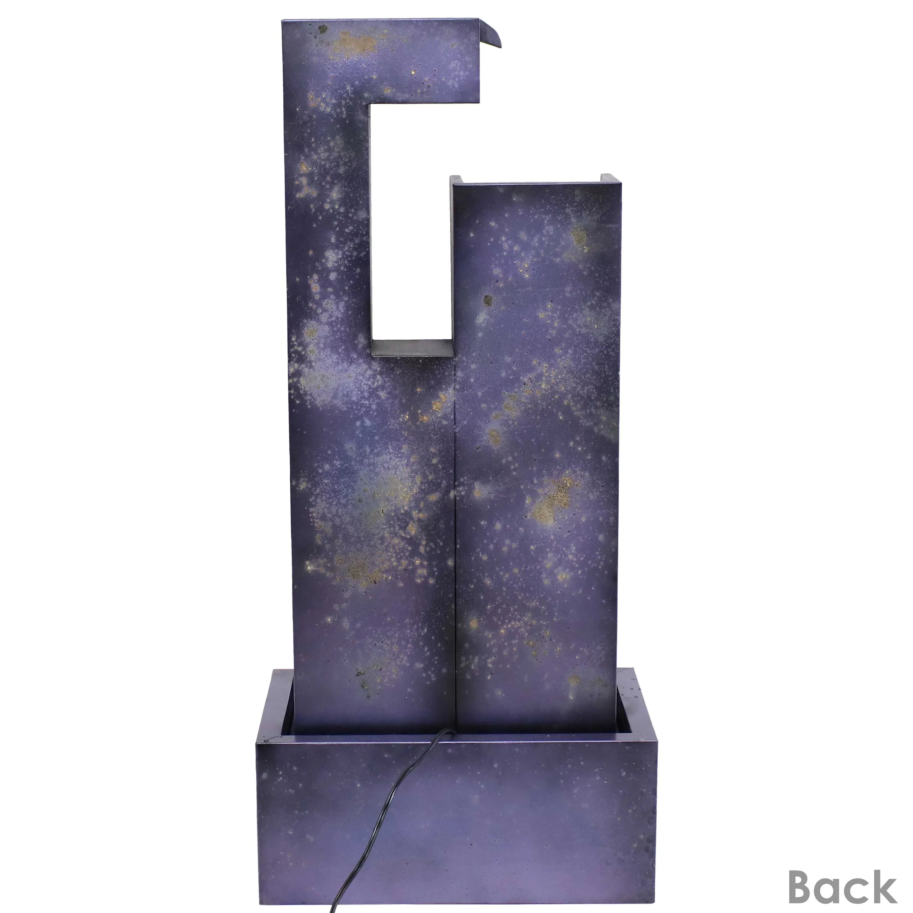 with exterior Metal Tower LED Lights Cascading - 32" Sunnydaze Fountain