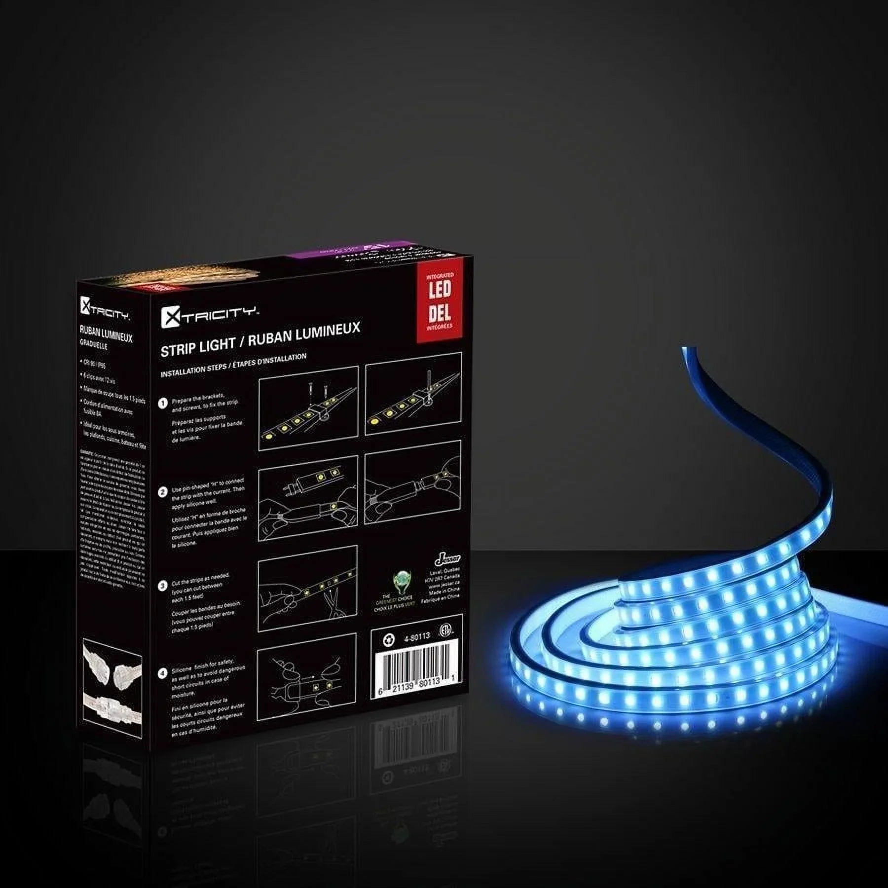 and flexible exterior 15 led Xtricity Indoor feet/8w-3'/120v/Blue strip