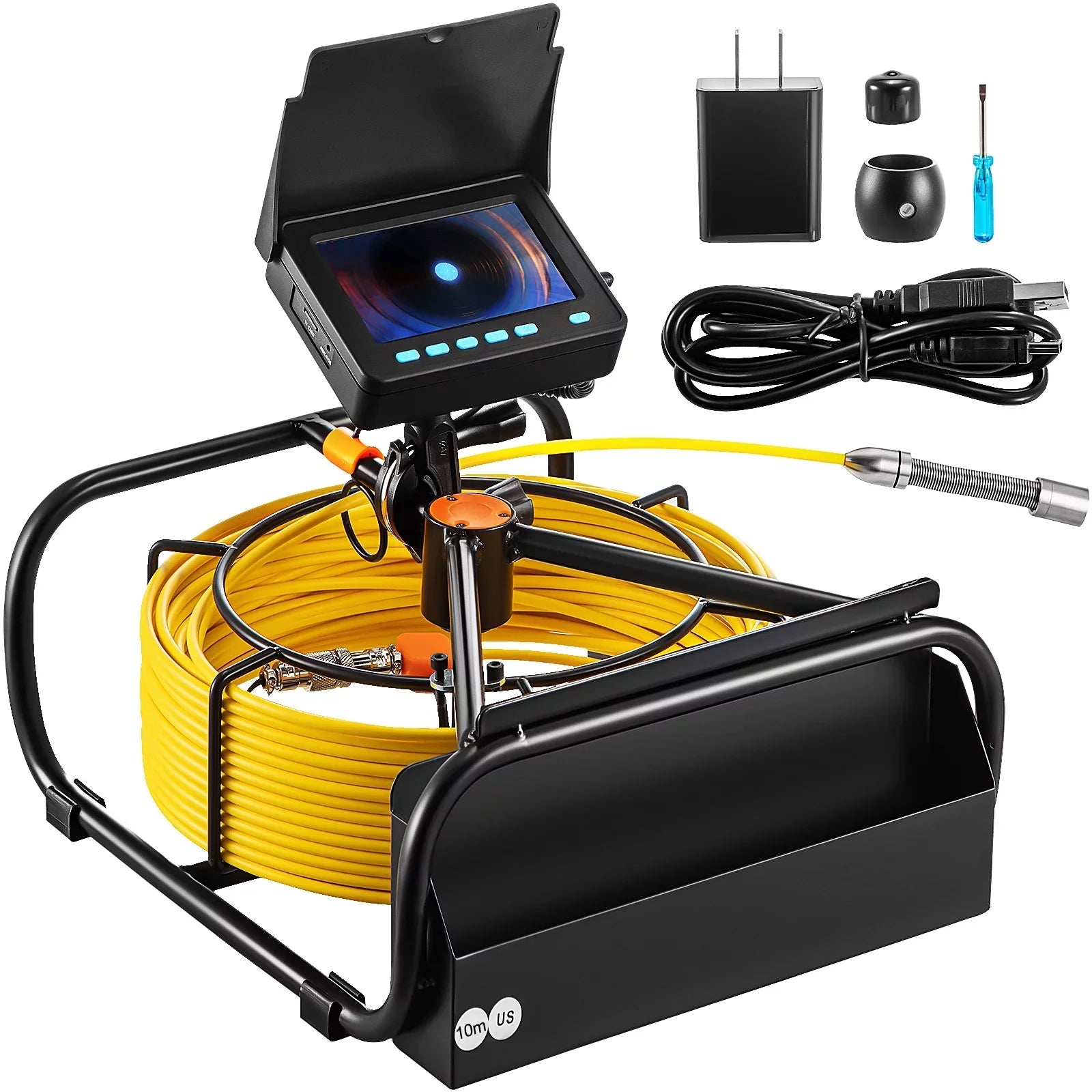 32.8FT Camera IP68 DVR Waterproof 6PCS TFT Cable with Camera 4.3 Duct LCD SKYSHALO Monitor 10M Pipeline Screen Function Lithium Sewer in. Camera Inspection 8500MAH Inspection Camera Battery, Pipe LEDs