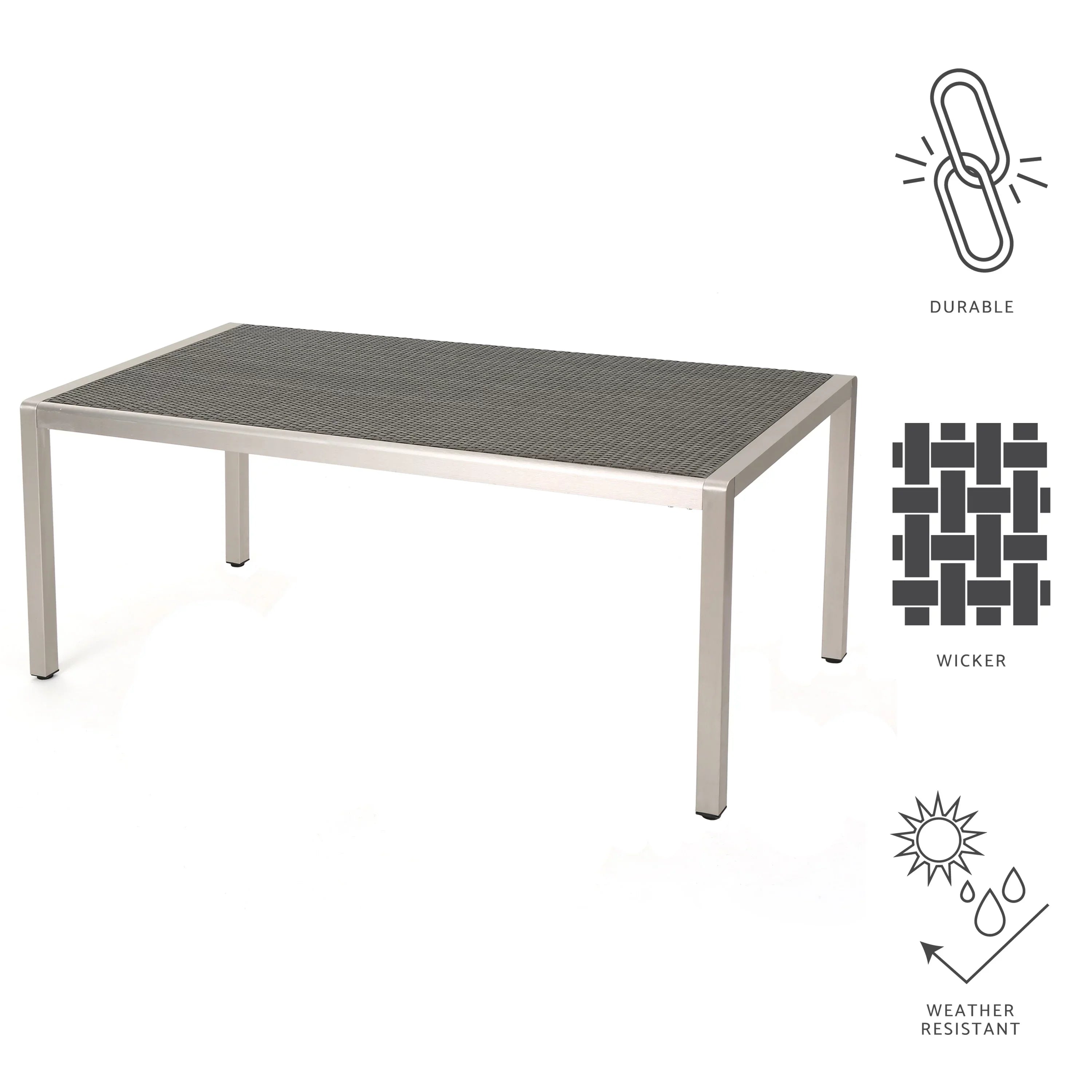 Bay exterior Grey Dining Coral with Wicker Table Top, Aluminum