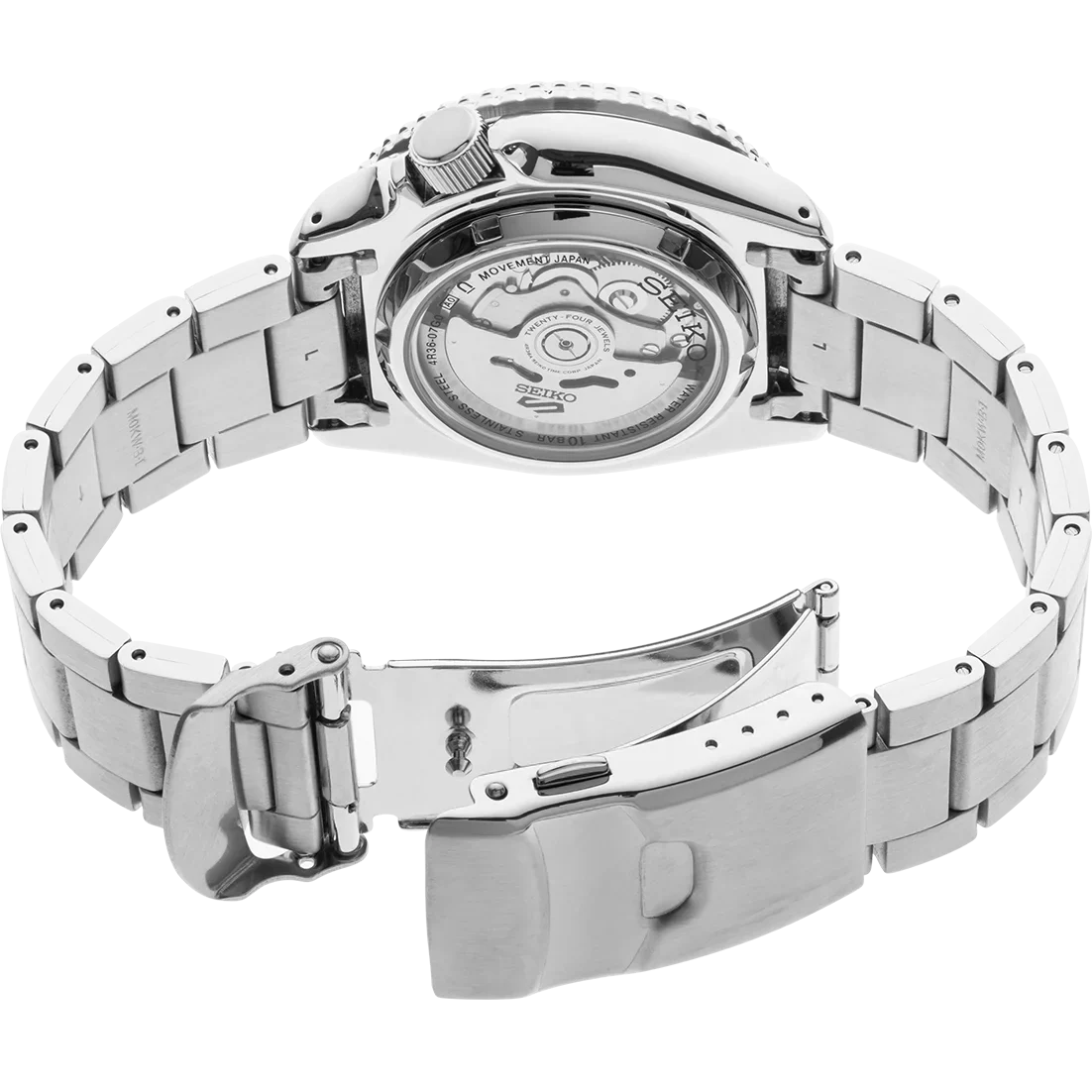 Green Men's Watch 5 Steel Date Seiko Automatic SRPD61 Stainless Day Dial Sports