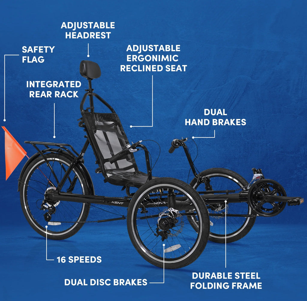 Recumbent Unisex 24-inch Bike, Black Nova