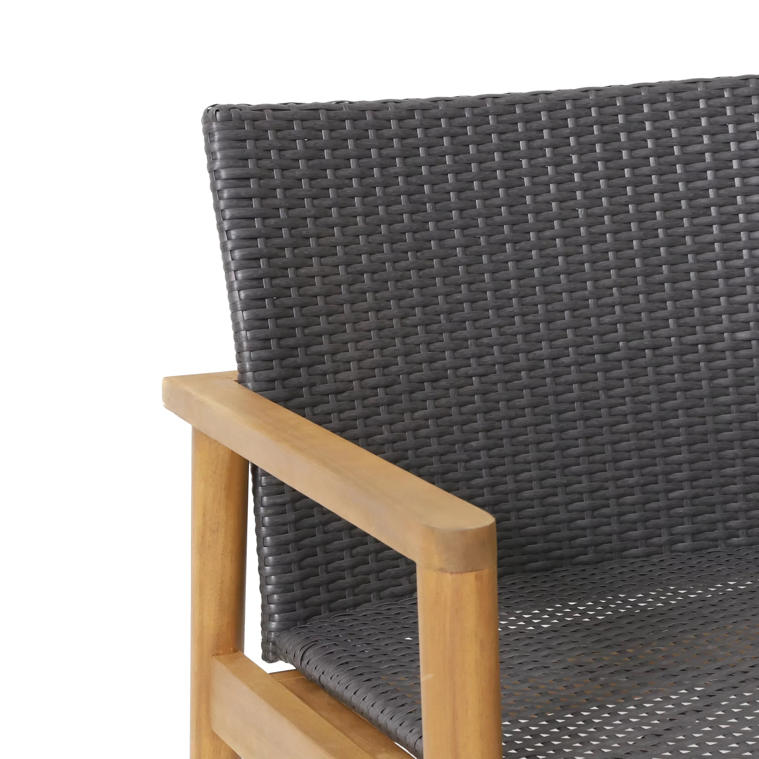 Gray Wicker exterior Acacia Teak and and 4 Wood , Chat Remuda Seater