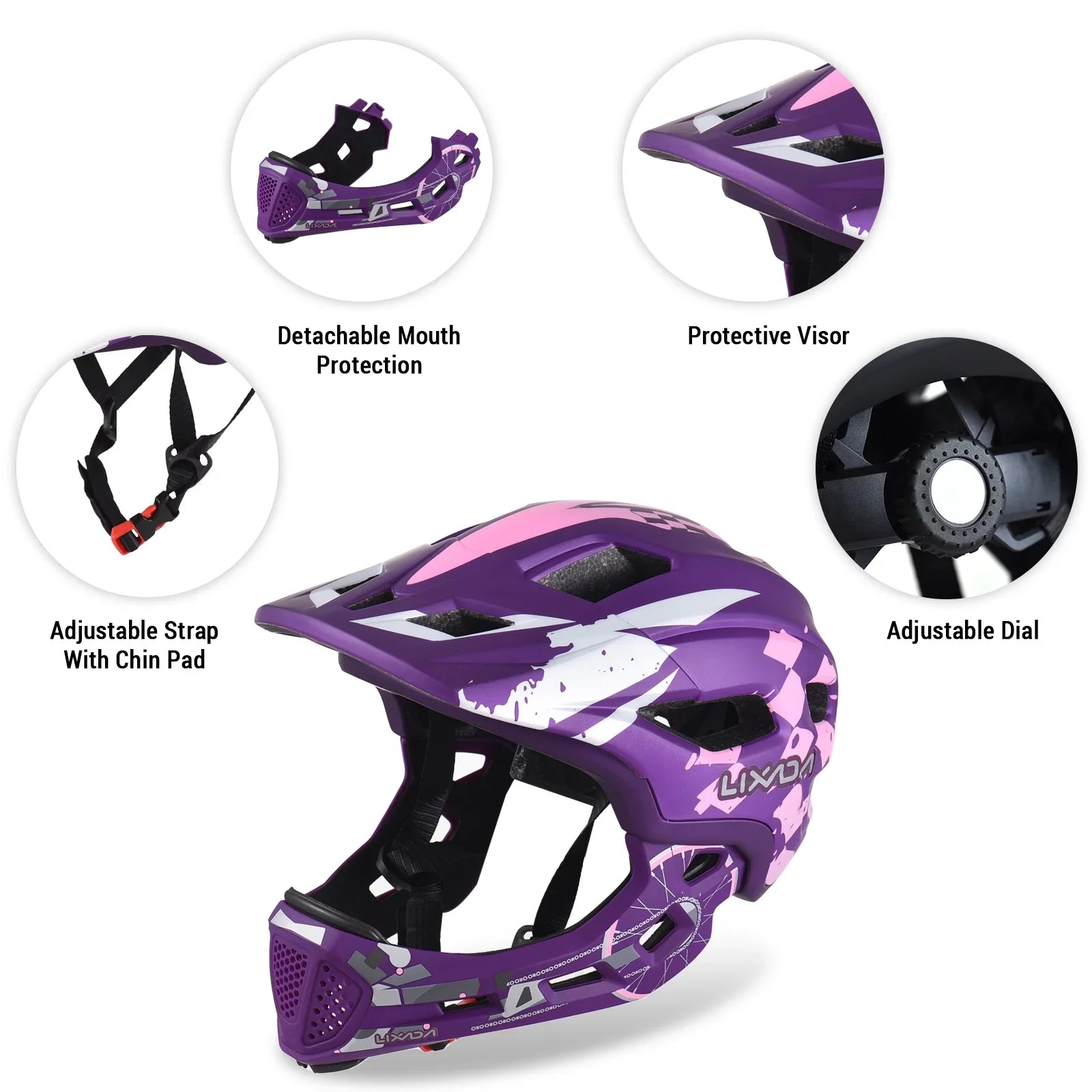 Children Adjustable Scooter, Bicycle, Helmet ,toddler Gear(Blue) Helmet Kids breathable Detachable Lixada helmet Face Protective Full Bike for Skateboard,