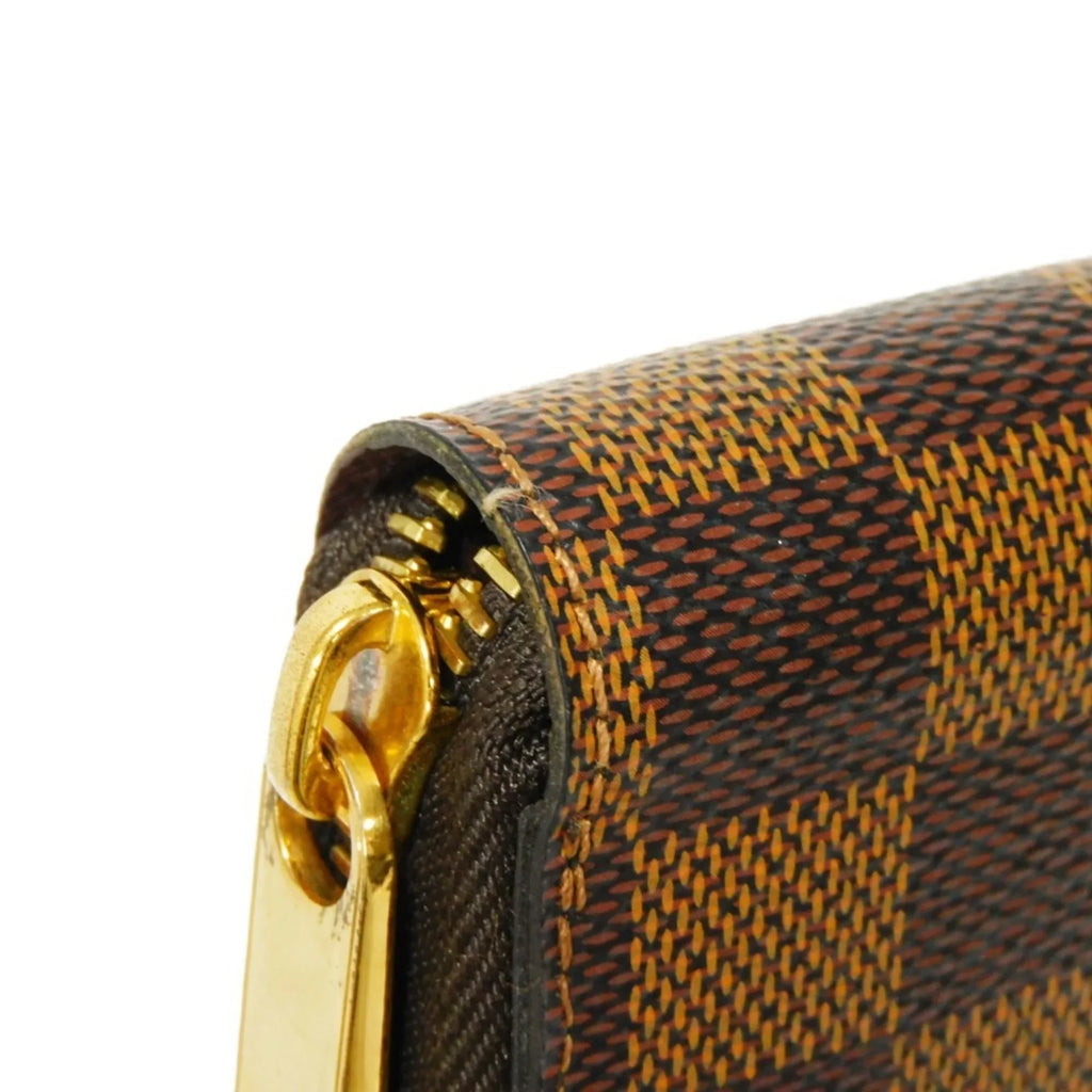 Zipper New Zippy Damier Pre-Owned (Good) Vuitton Men's Brown Pattern N41661 Wallet Ebene Checkered Long Logo Round Women's