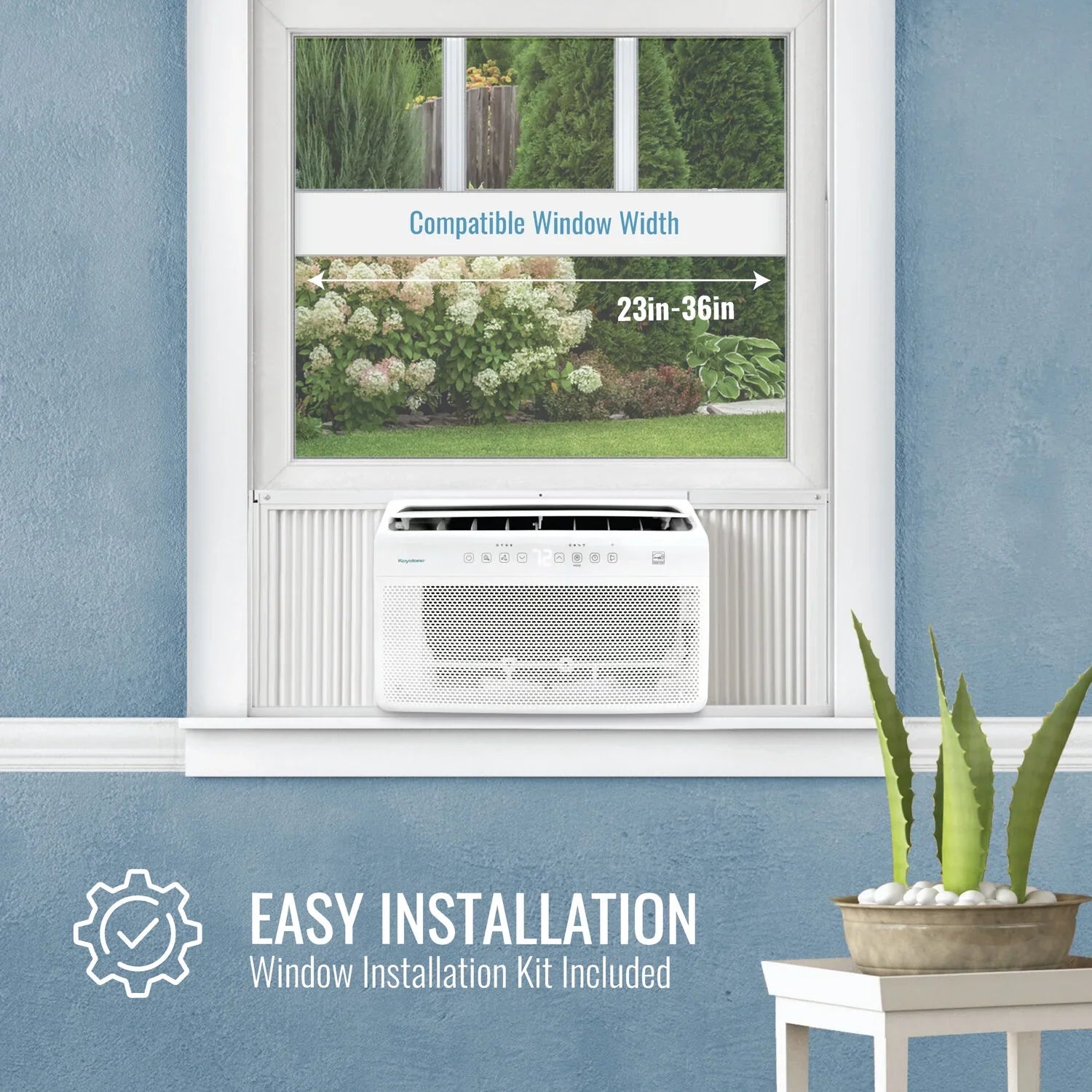 with 8,000 Mounted Inverter Window Control BTU Remote Conditioner Air Keystone