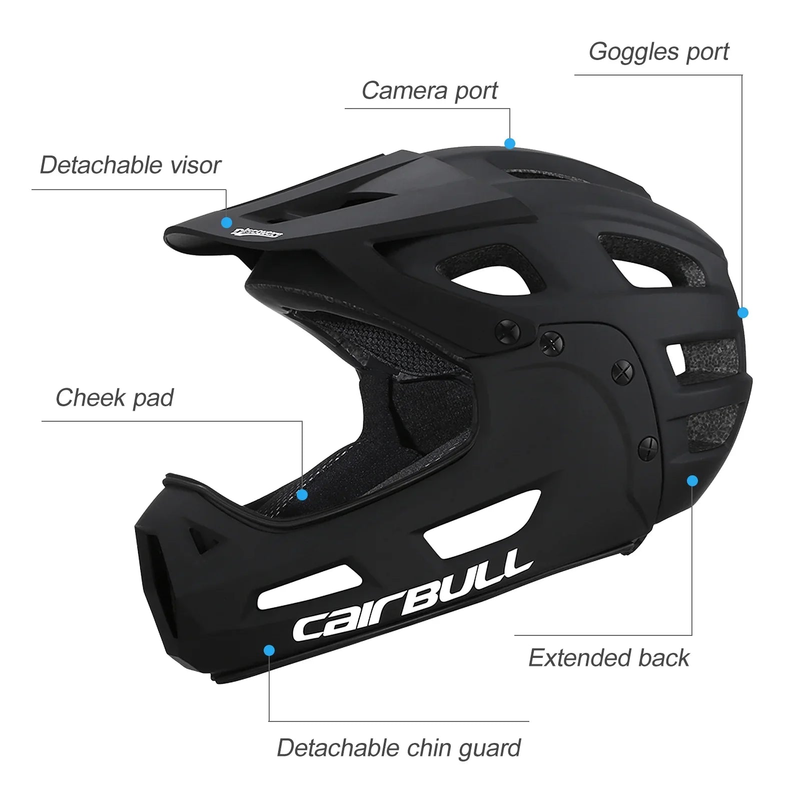 Face Chin Guard with Bike Helmet Mountain Visor Full Biking and CAIRBULL Helmet Detachable