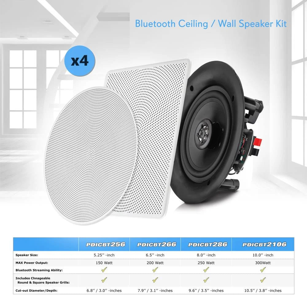 (8 Wall 6.5 Speakers Mount Bluetooth Flush Audio Pk) 200W Pyle 2 In Way Ceiling