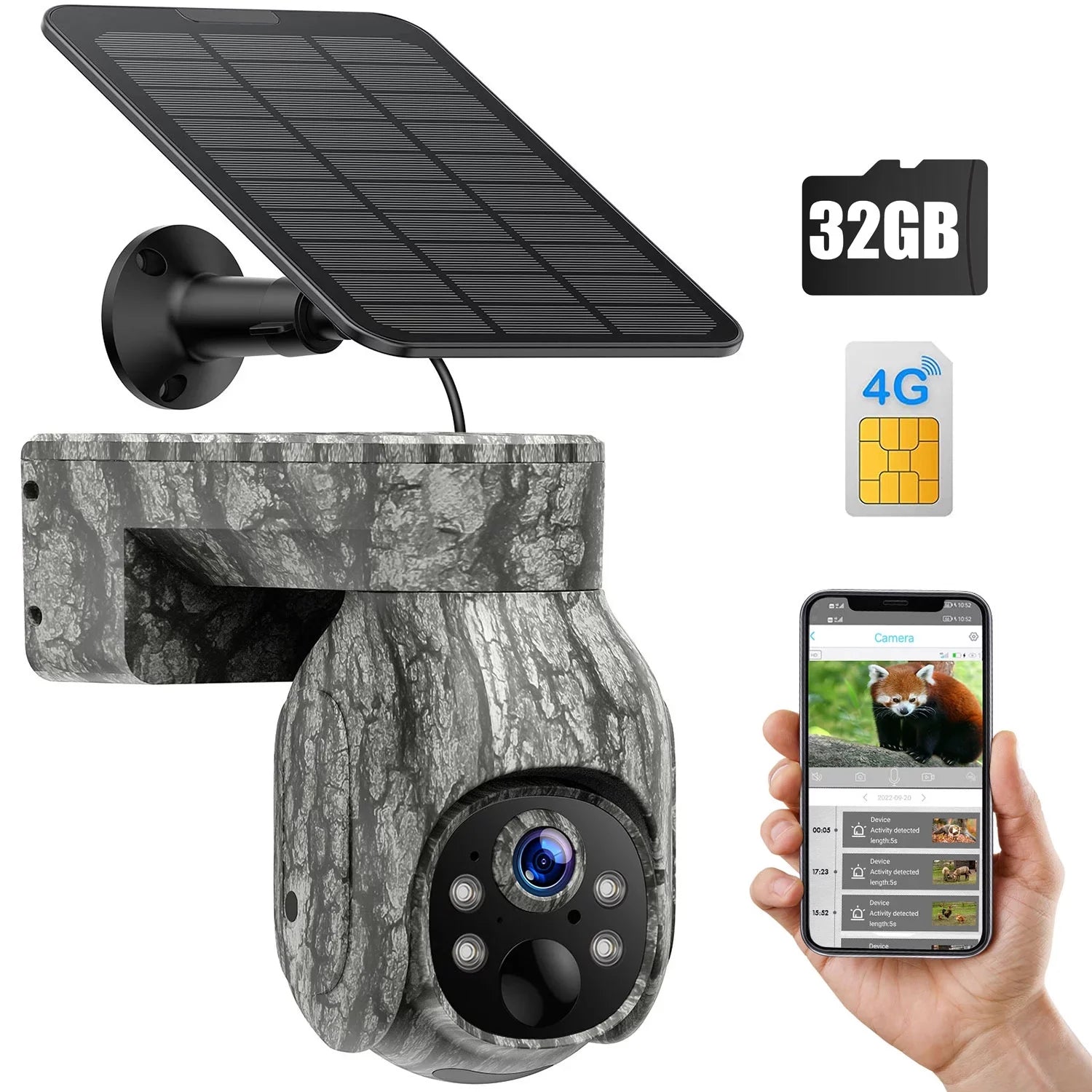2K Card Motion, View, Cloud &SD Security 360°Pan with PIR Live Trail Cam Night Storage, Waterproof, 4G LTE, Hunting WiFi No SIM Camera Wireless Solar Vision, Camera CAMPARK 90°Tilt, Cellular with Game