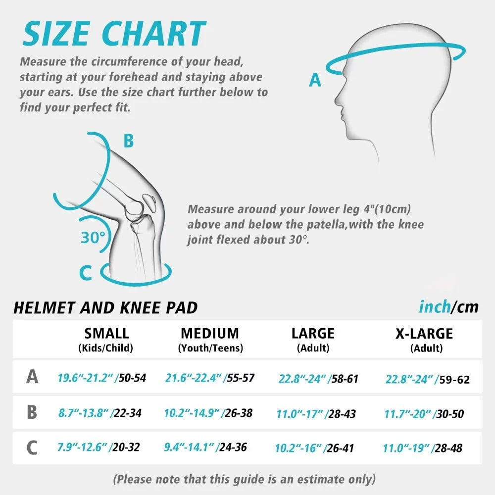 Kids Set Cycling Skateboard, Elbow Wrist Medium Skating, for SPOFINE Helmet, Bike Youth Pad for Knee Adult, Guard Toddler Gear Pad Helmet Protective Bike, Blue S