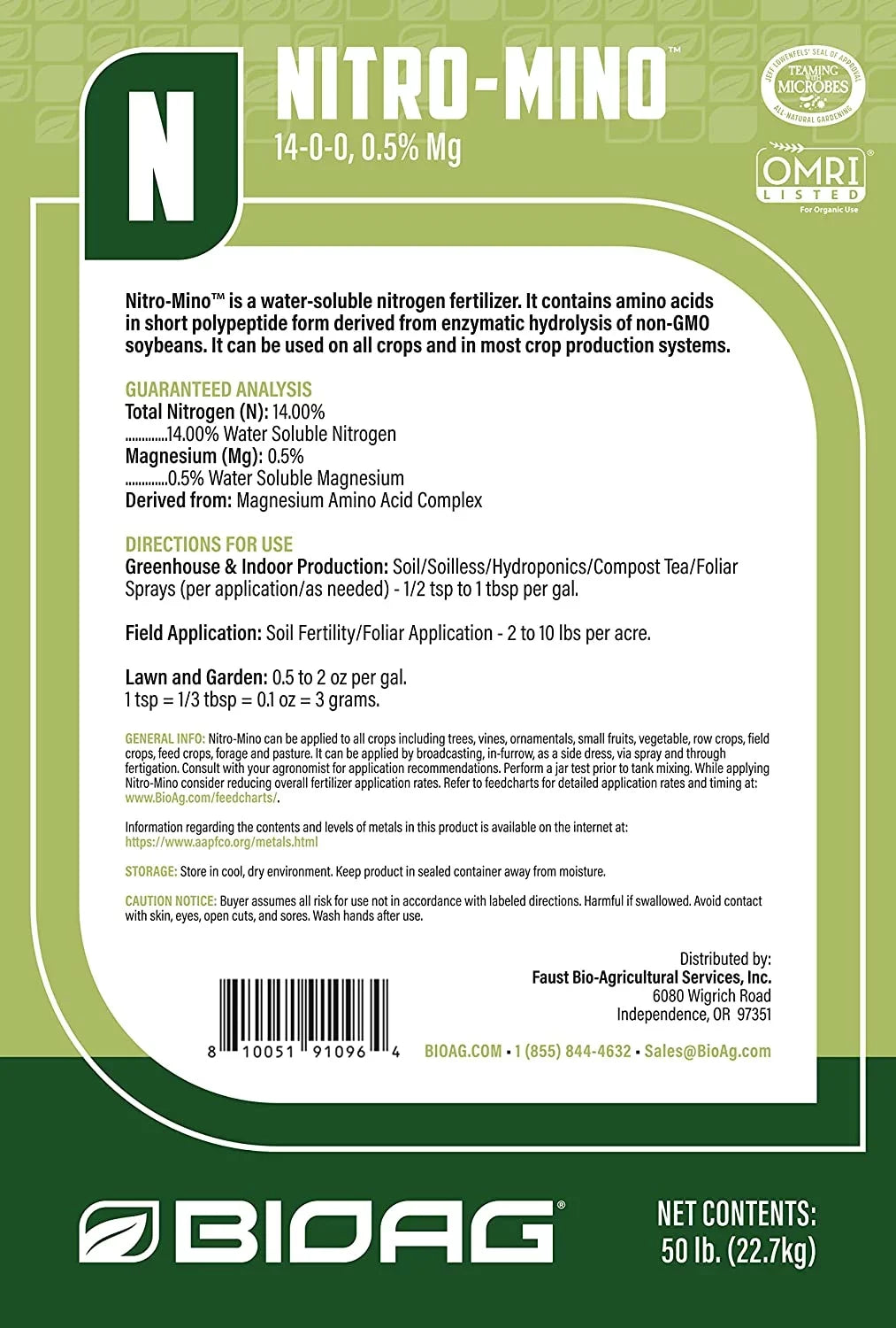 Powder Soluble by Nitro-Mino Nitrogen - BioAg - 4 & Fertilizer Acids liquid Amino lb bottle