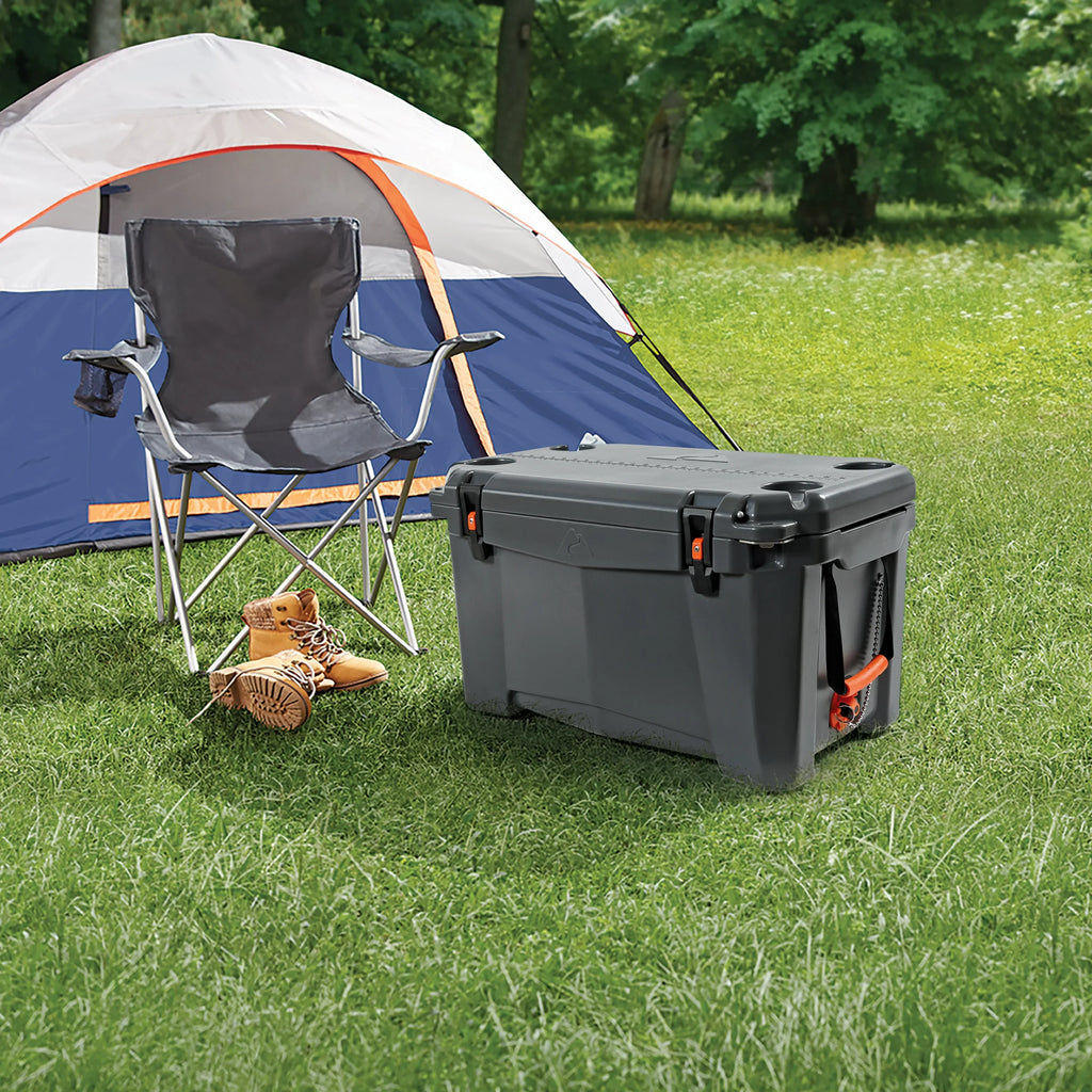 Ozark Sided Hard Cooler, 52 Quart Gray Chest Performance High Trail