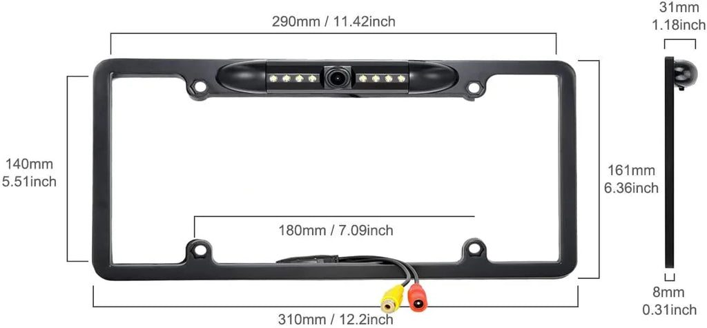 Black Backup Kenwood Waterproof DDX-512 Camera License Rearview Plate for DDX512