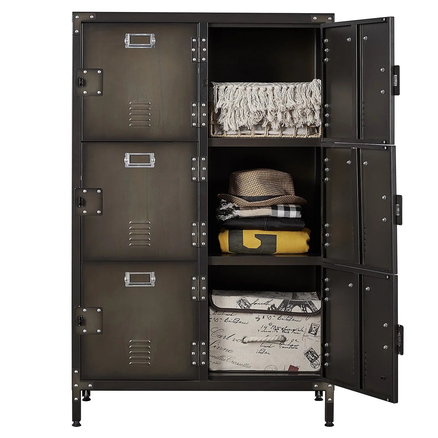 Metal Locker with Cabinets School Storage Employees Locker ,Office Storage Gym 47.3" STANI Bedroom Cabinet Steel Metal Students Shelf Steel Locker 2 for