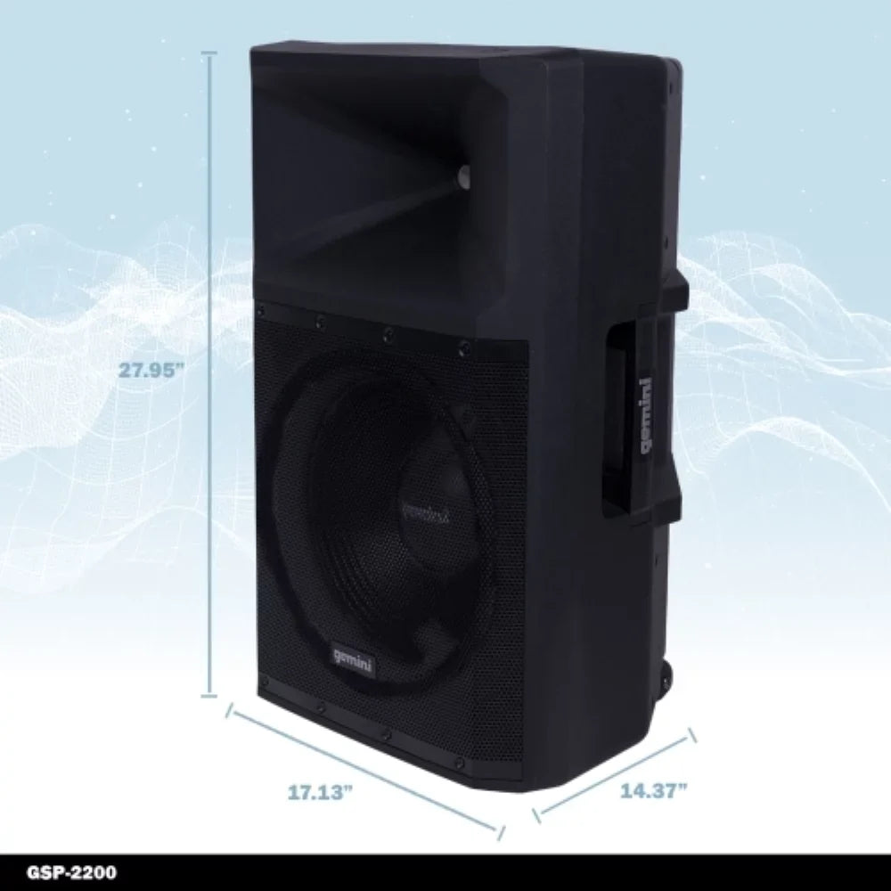 Media Audio Portable Gemini System Watt Sound GSP-2200 PA Bluetooth Speakers Pro DJ 2200