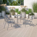 with Pack Silver Aluminum Metal Flash 4 Chair Furniture Slats Restaurant Stack