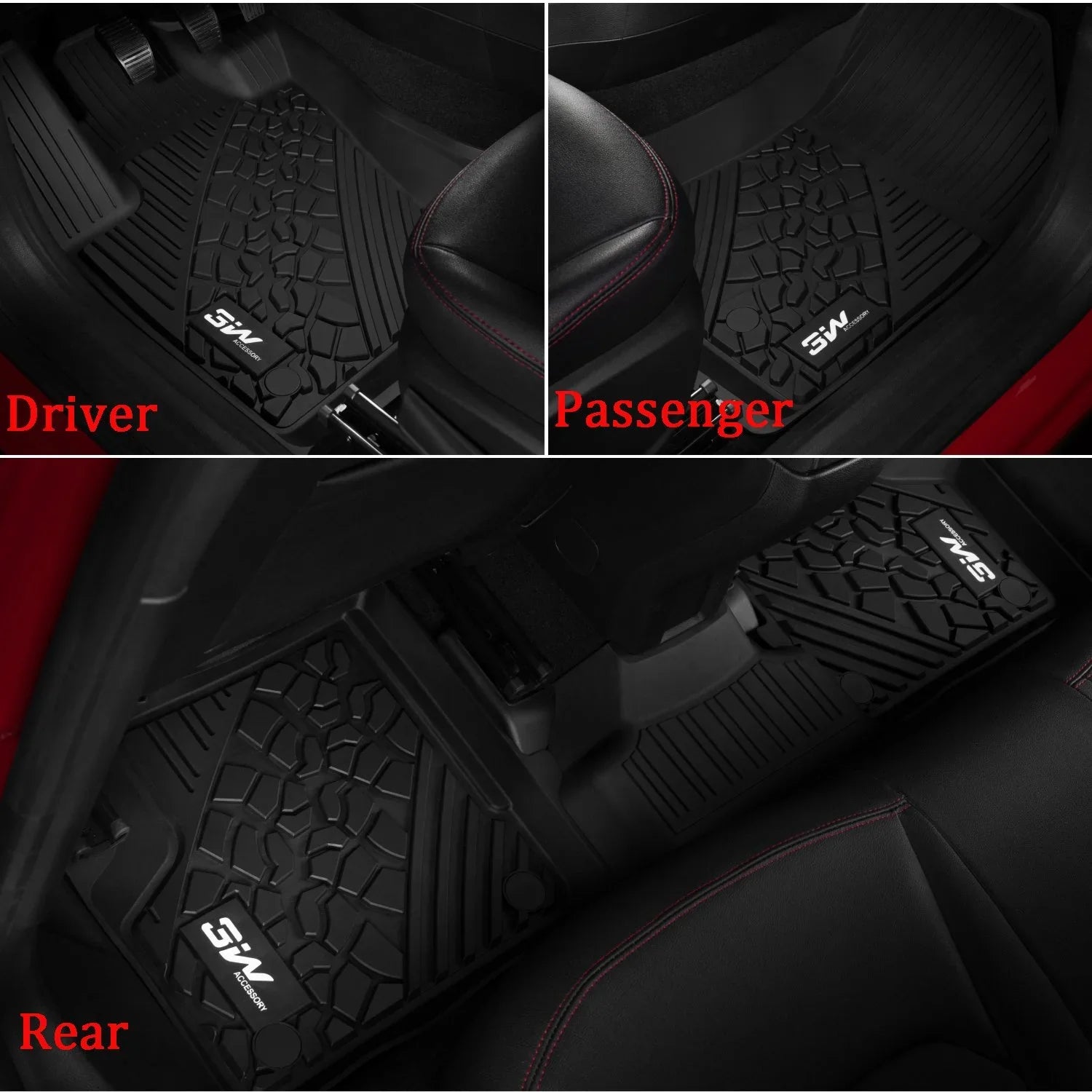 Floor Mats Black Liner 3W 2 Floor Rows Front Body seat with Jeep for 2017-2023 Set Full and Rear Odorless Only), (New design climate TPE All Compass