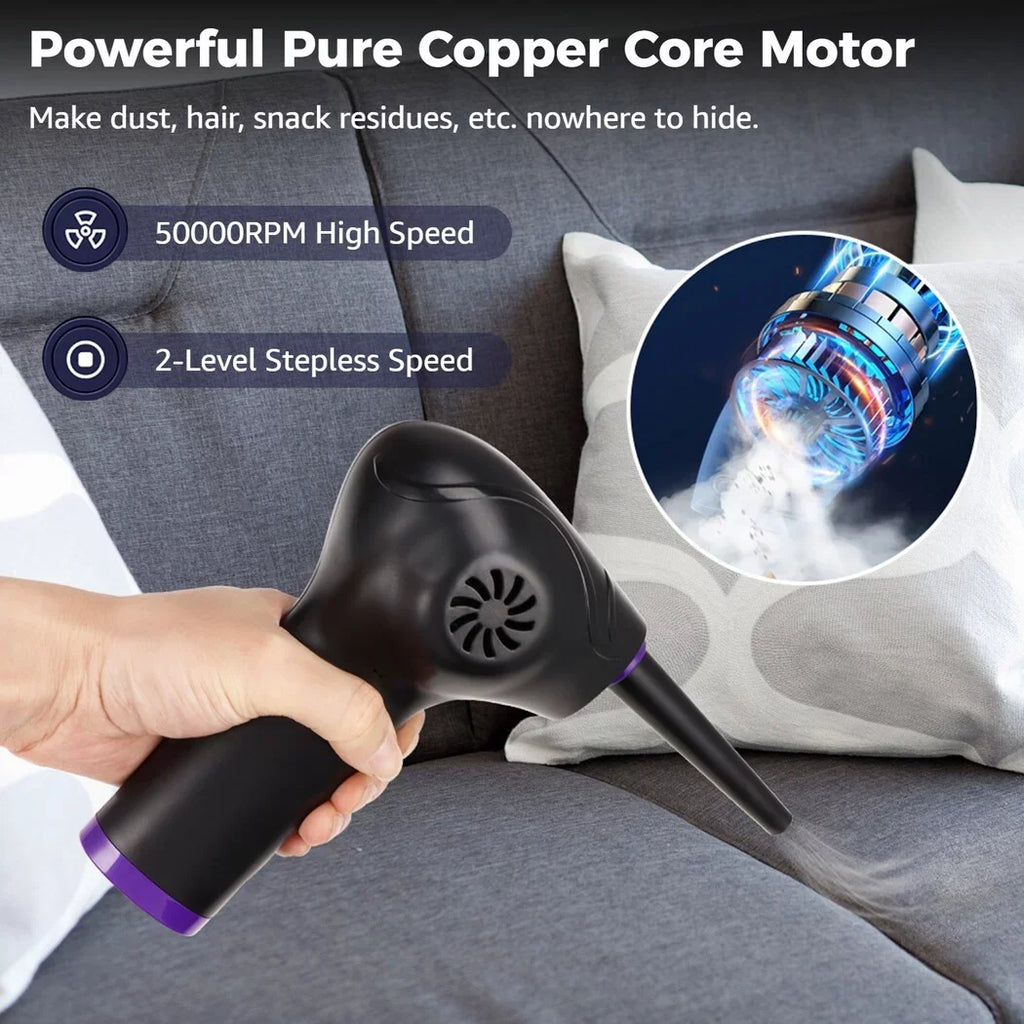 50000 for Electric RPM Tubes, Computer Remover LED Light 2-Speed with Power Electric Keyboards Air Dust with 5 Compressed Dust Nozzle Duster Strong Motor Duster, Blower, Air