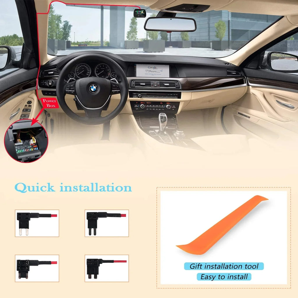 to 12V-24V ro 5V Hard Kit Dashcam, Car USB Kit, Hardwire Wire for Cord, Power Cam Camera Dash Plozoe Dash Charger