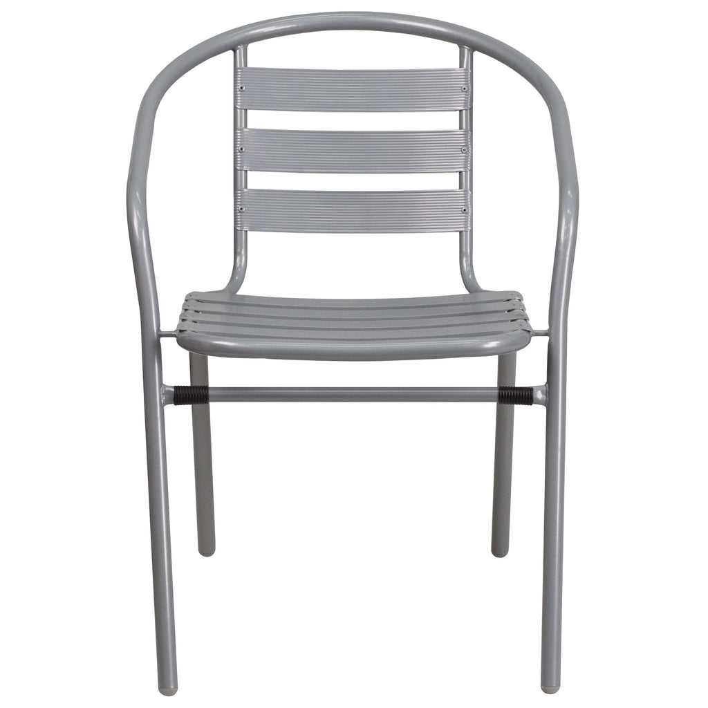 with Pack Silver Aluminum Metal Flash 4 Chair Furniture Slats Restaurant Stack
