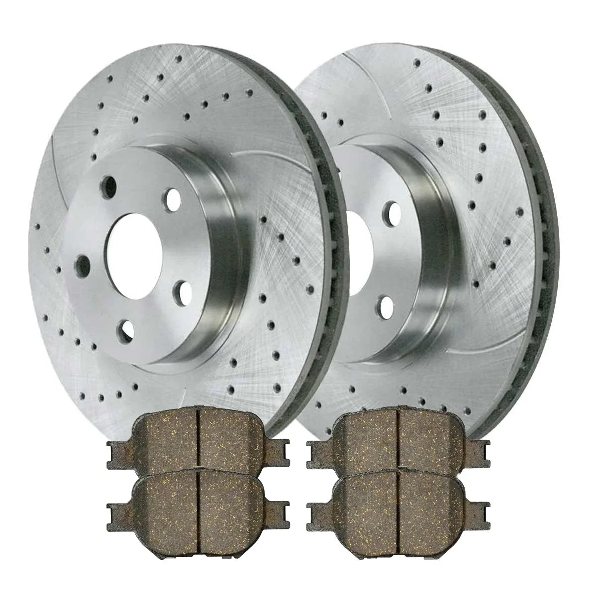 Front Drilled 2003 Replacement 2005 Pads Rotors Slotted AutoShack 2002 tC Side 2010 Driver Kit 2000 2.4L Silver Scion 1.8L Toyota and Brake 2005-2009 2004 Celica Ceramic FWD Passenger for 2001 and
