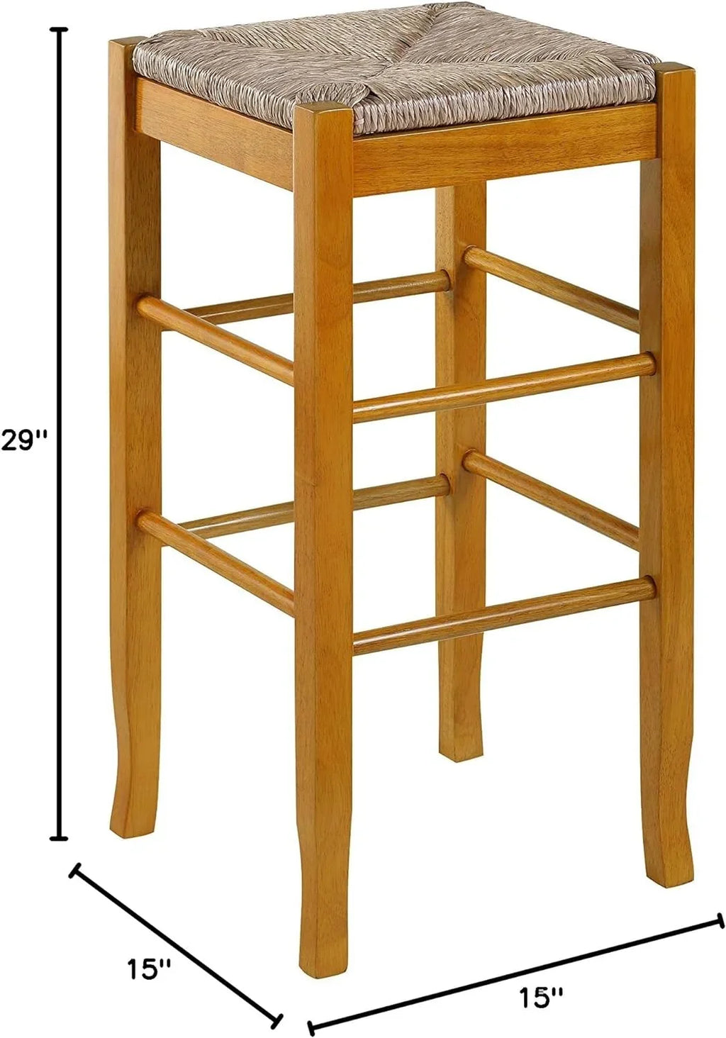 Brown Bar 29-Inch, Rush Height Stool, Seat Square
