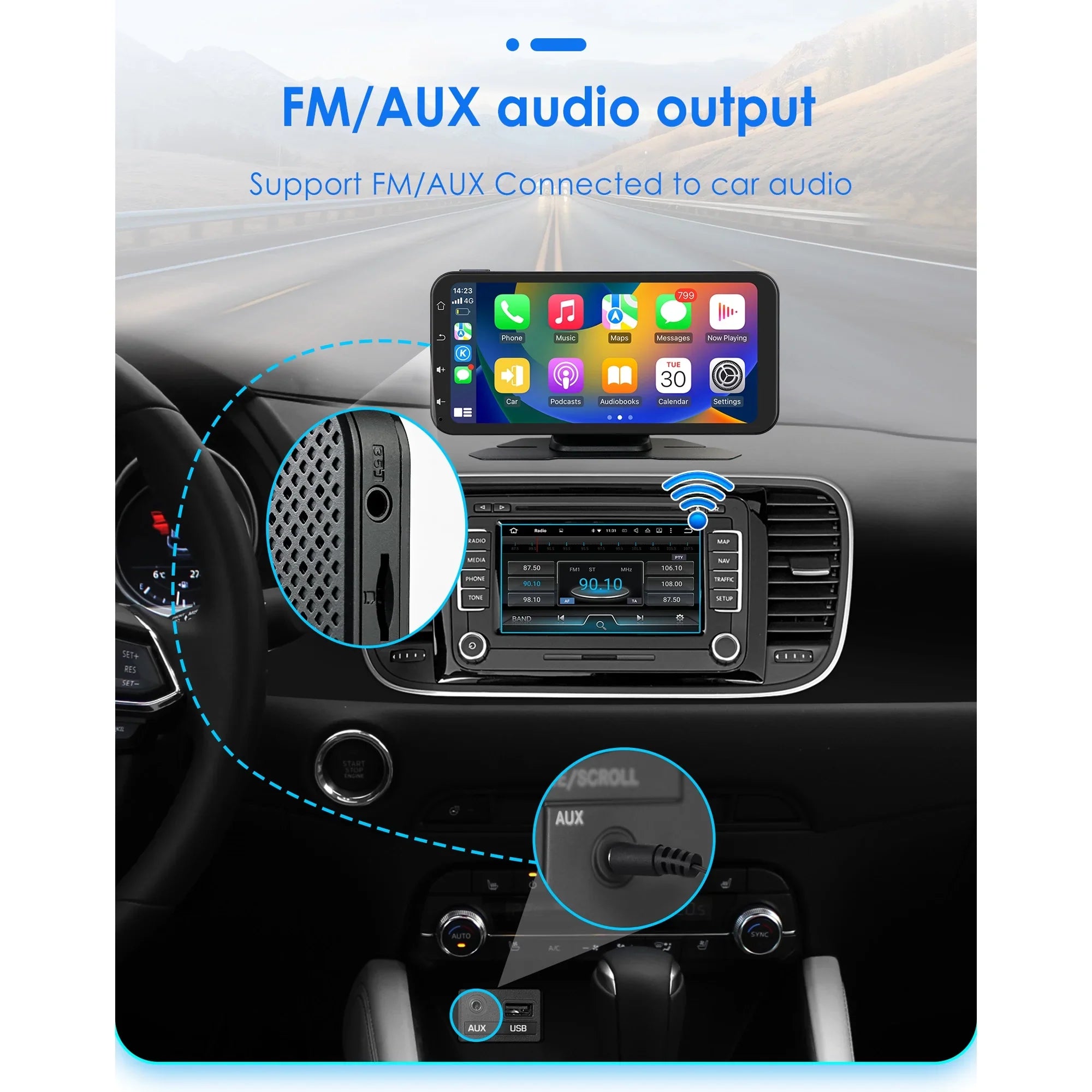 Auto Receiver Navigation Android Touchscreen Stereo Car Ossuret Radio Carplay Wireless 360° GPS With 6.25" Support Backup Audio Bluetooth Camera Adjustable
