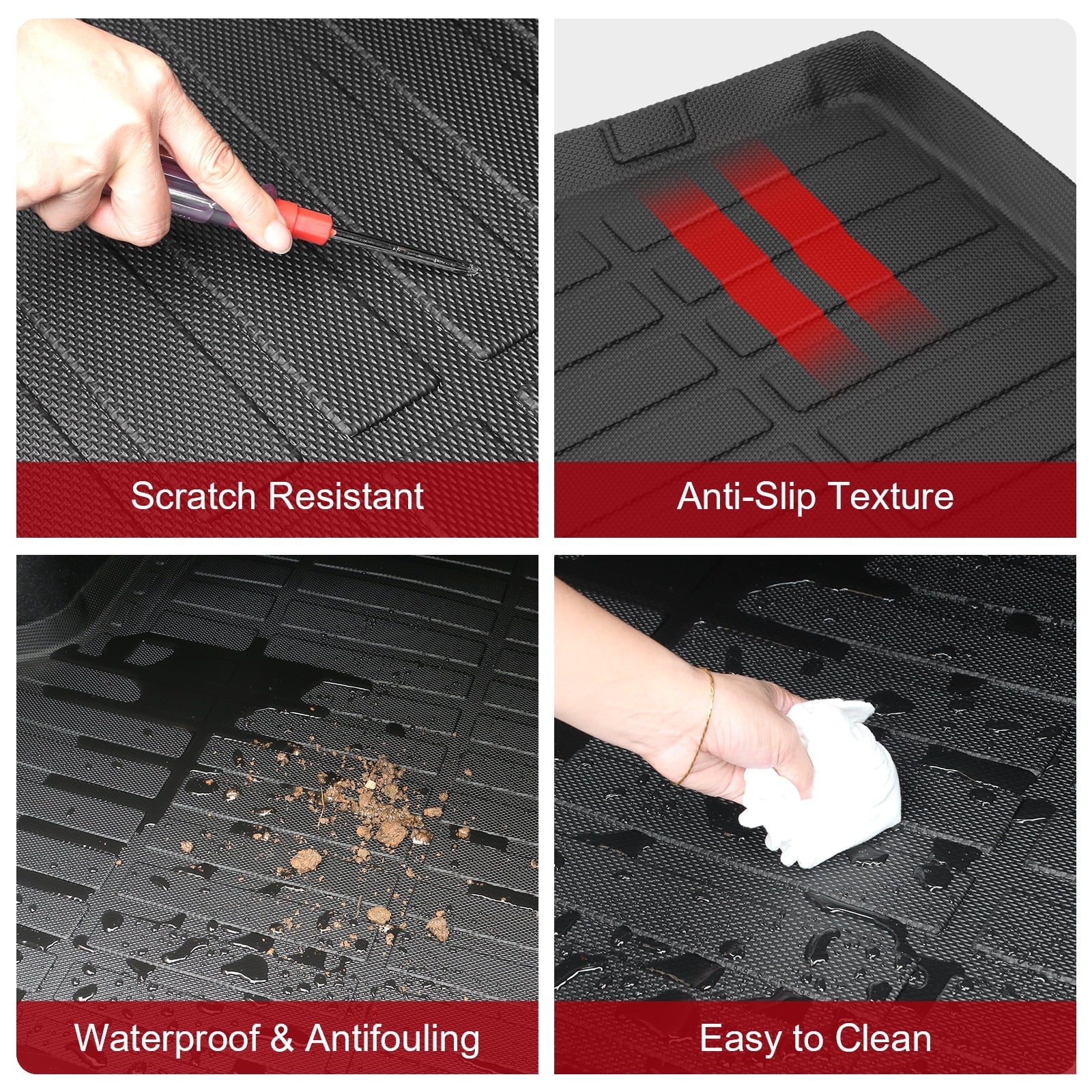 Interior 2022-2024 Trunk Mat, Anti-Slip Compatible Motorsports Storage 2nd Mats & Set 3D Row Accessories Floor climate All Honda Civic Black Floor Liners + Cover Full with TPE Ikon Front Waterproof