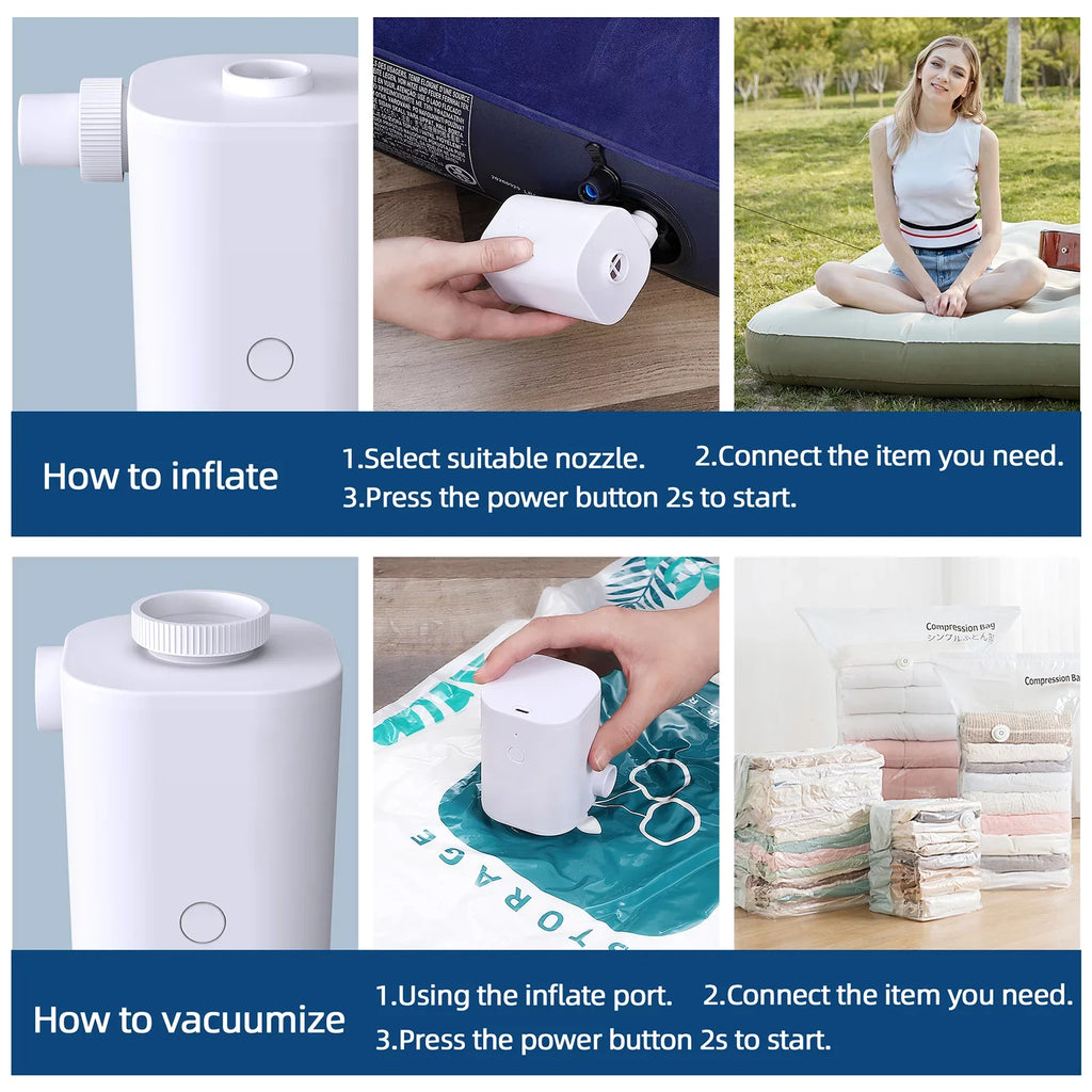 Quick Air Nozzles Battery Inflator Inflatables for Air Pumps Bed Deflator Ring 5 Pump Electric with Air Pump Swimming 2500mAh Pool Mattress Toy Air USB with