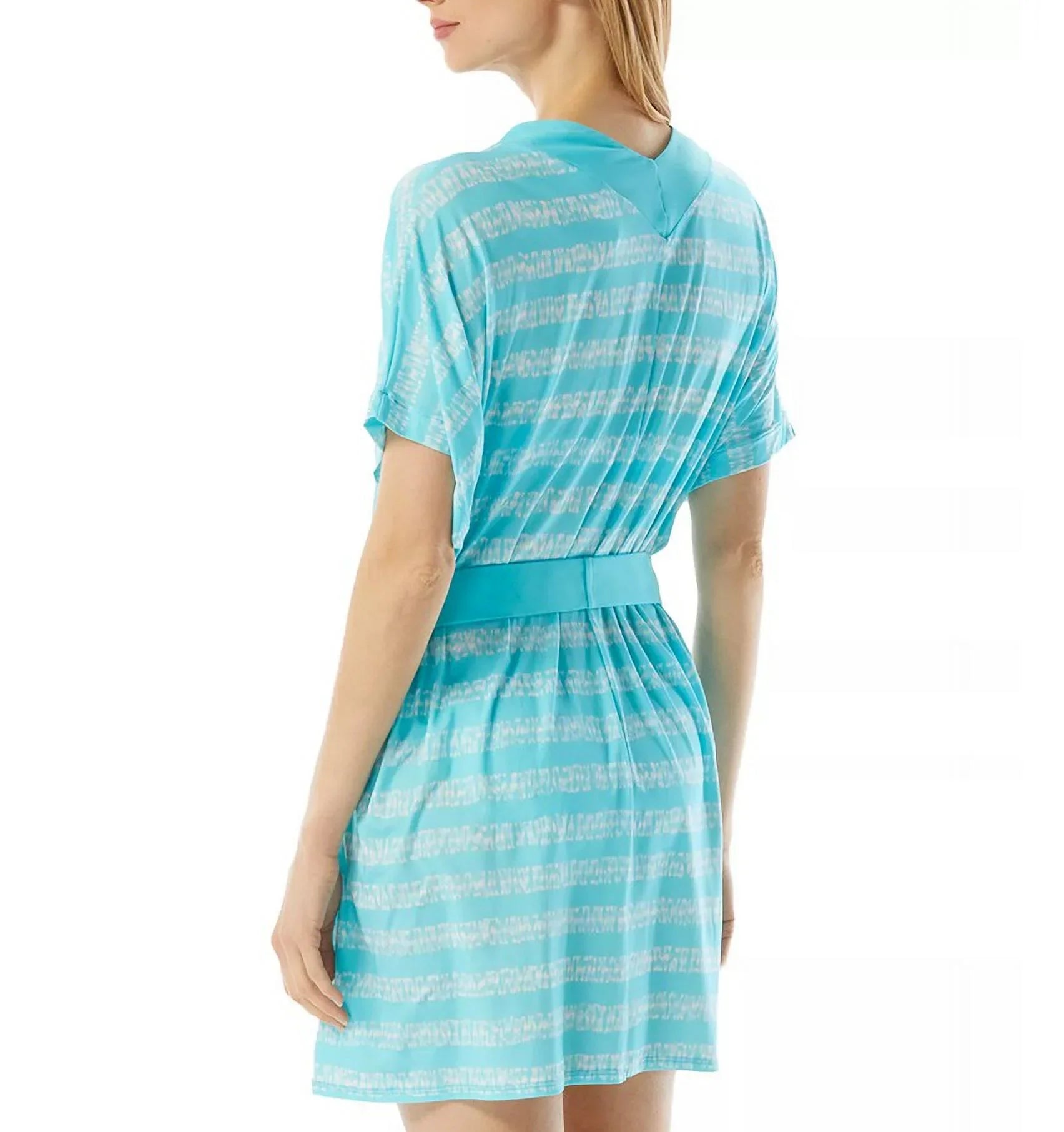 US TURQUOSIE Medium/Large Kors Cover-up, Belted Michael Tunic V-Neck