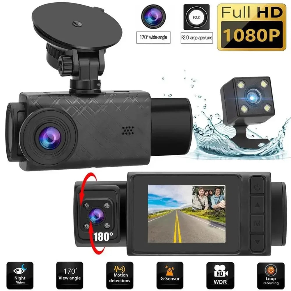 Driving Camera Recorder Car Safety Recording Video 3 Mirror, Car Clear Dash Cam, ammoon Auto Camcorder, Rearview