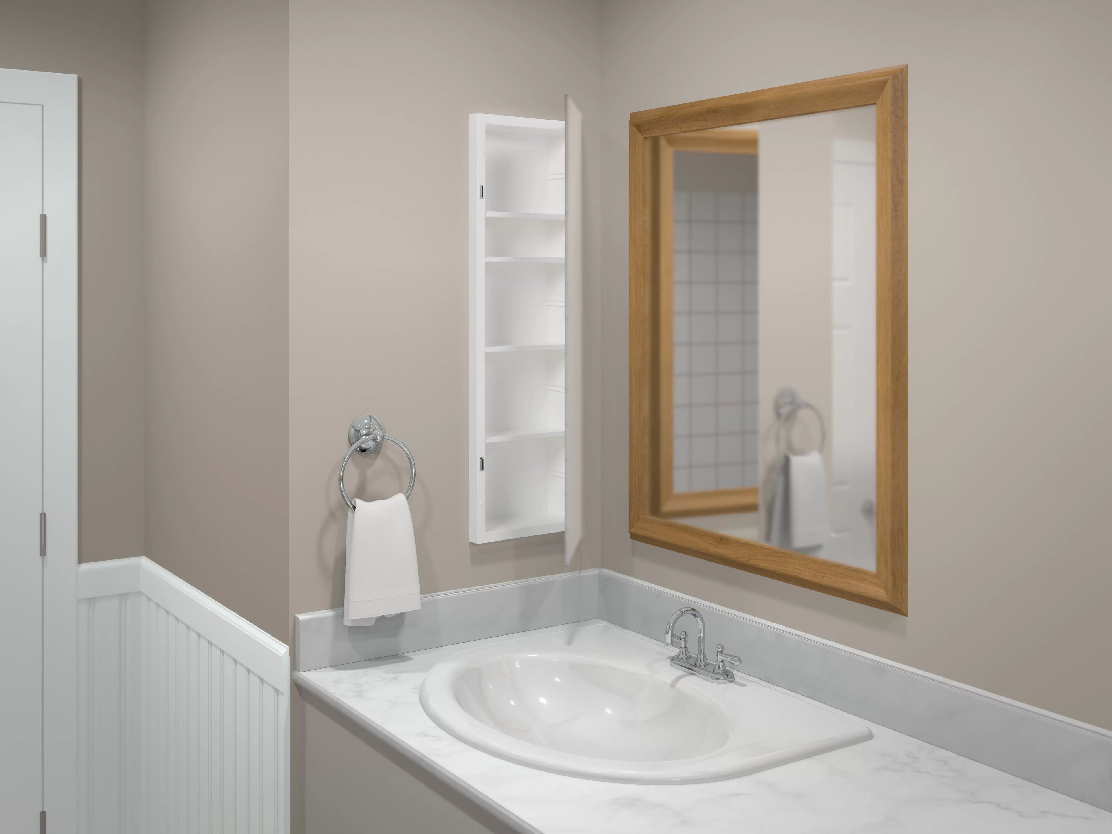 American 12 in., Pride Recess-Mount Reversible Frameless Medicine Cabinet, x Rectangle, Mirror 36