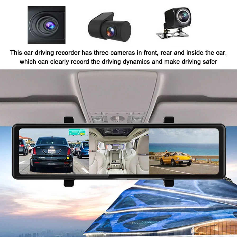 Safety Video Mirror Camera 2.5K Camcorder Recorder Cameras Screen Rearview for Recorder Touched BT Cam Car Car Recording Pinnaco Dash Driving Enhanced Auto Car Clear 3