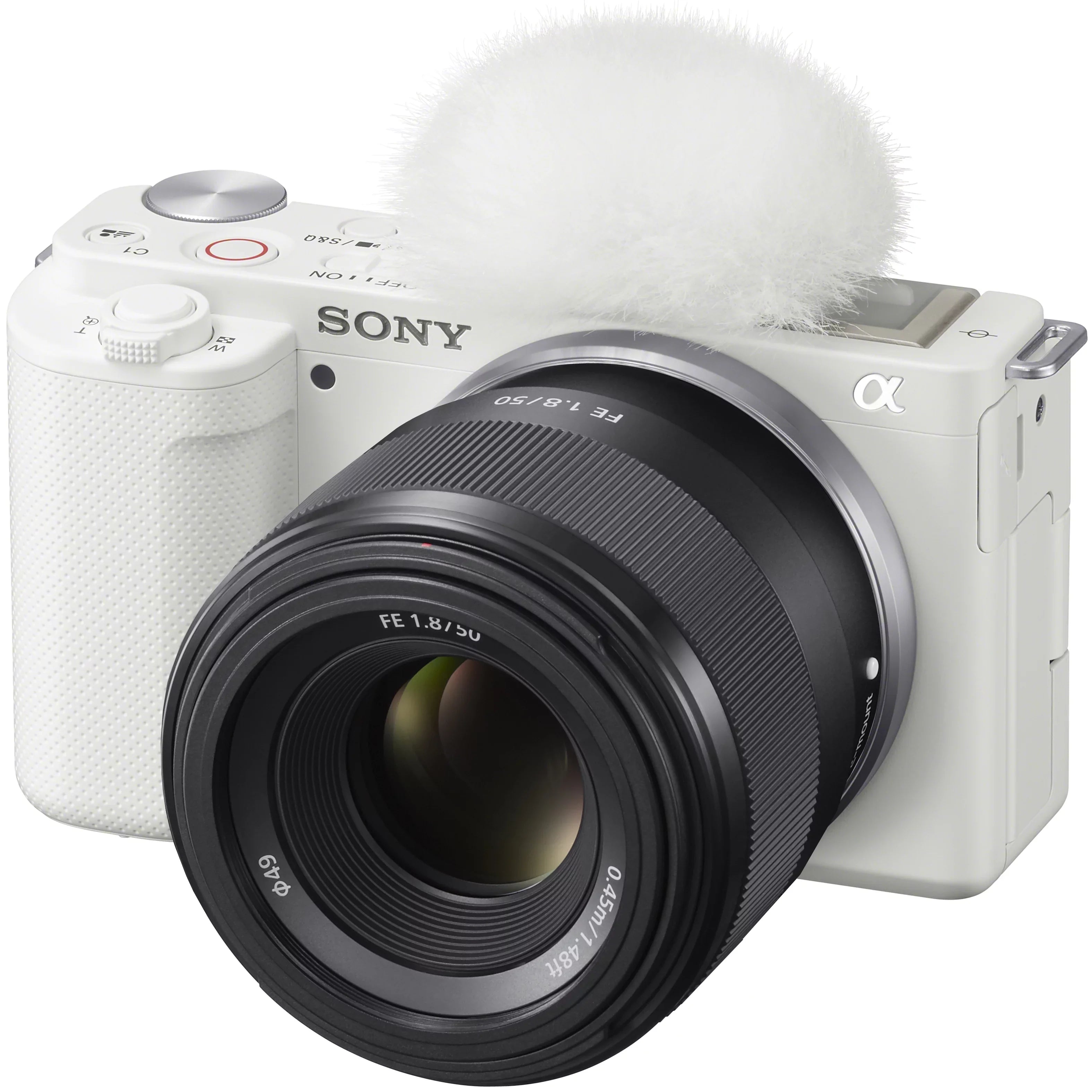 Alpha Lens Extra Gear ZV-E10 Accessories Body Camera Video Bundle 50mm Photo Mirrorless and + Vlog White APS-C Large with Case Battery + SEL50F18F Deco ILCZV-E10/W Kit F1.8 Aperture FE