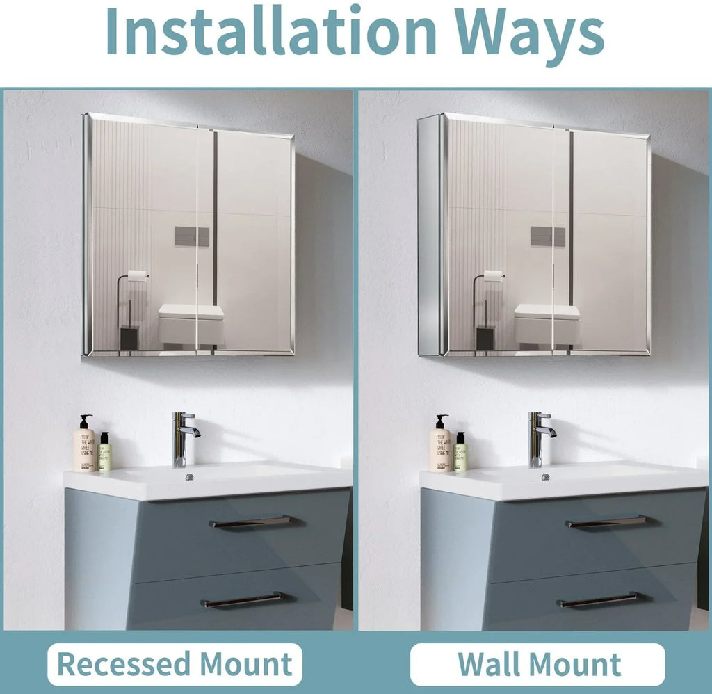 Elegant Door Cabinet Double Reflections Medicine Mirror