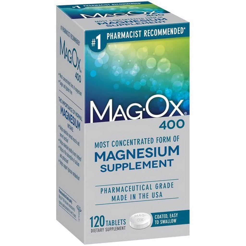 6 Oxide free MagOx Dietary Supplement and Magnesium Sugar 120 Gluten of Tablets Pack 400
