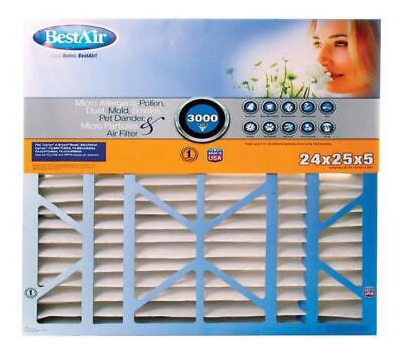 2) Air 24 Pleated in. MERV (Pack 13 BestAir H Filter D 25 5 X X W in. of in.