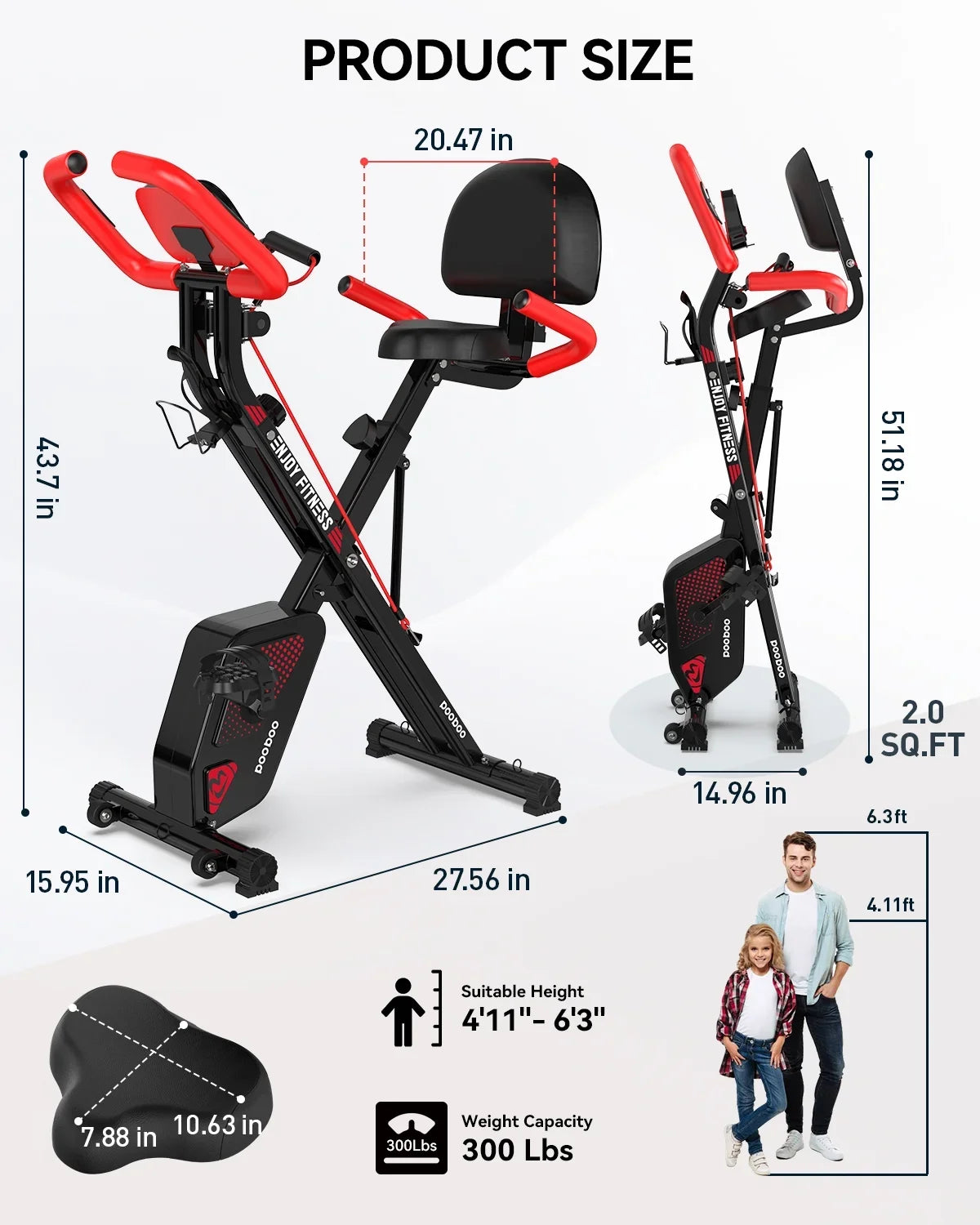 Exercise Quiet Bike Bike Bands Stationary Magnetic 360 Resistance Arm Pooboo lbs Exercise Bike Bikes Workout with Folding Home 3-in-1