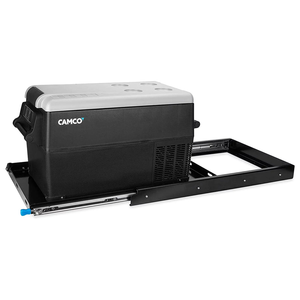 | Features Camco 264lbs to Steel & Safety Ball Slide Camper/RV (51530) | Electric Holds Latch Refrigerator Slides Up Bearing Portable Medium