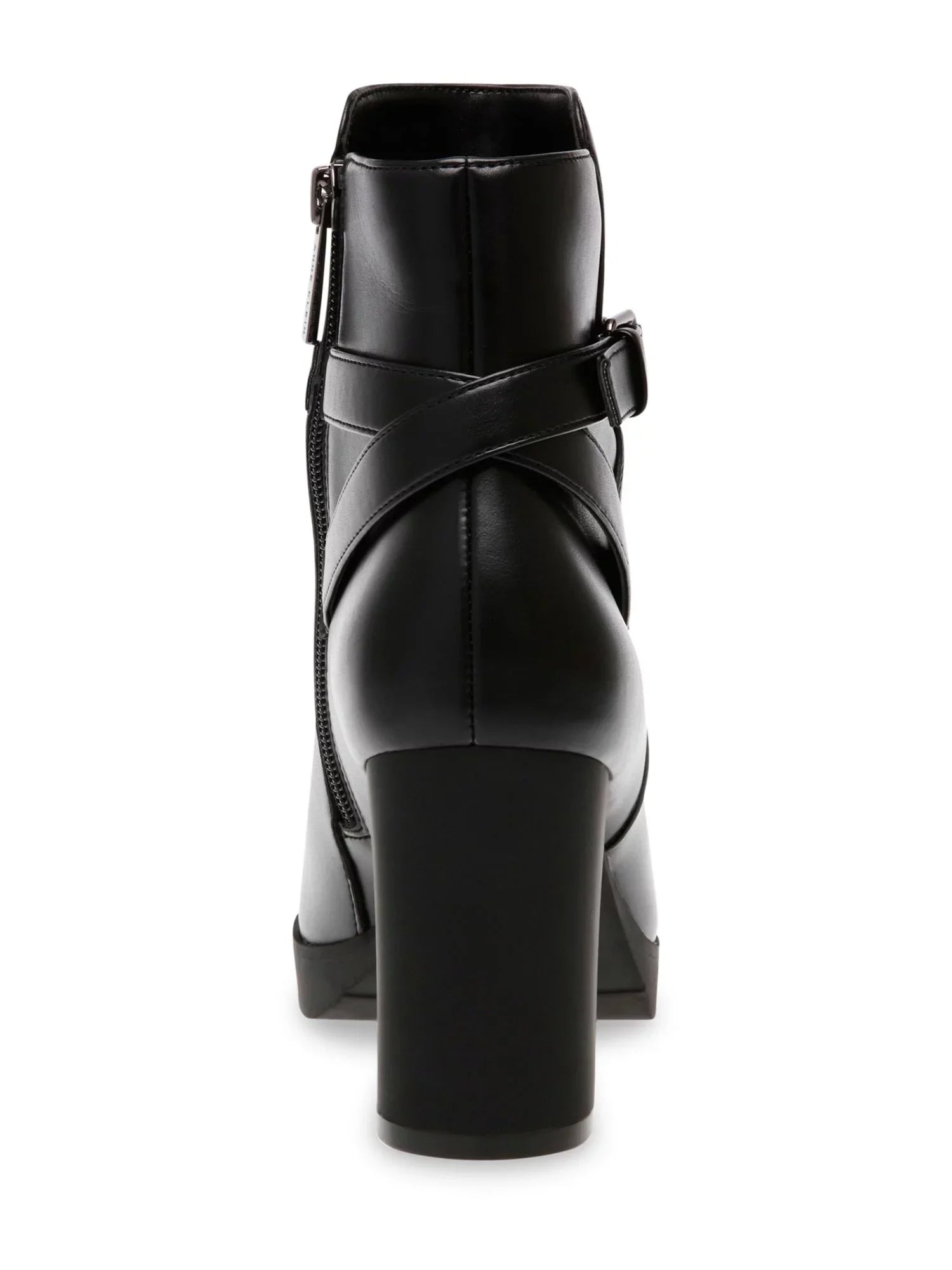 Cushioned ANNE 10.5 Accent Buckle Booties Block Zip-Up Womens KLEIN M Round Heidi outfit Black Heel Toe