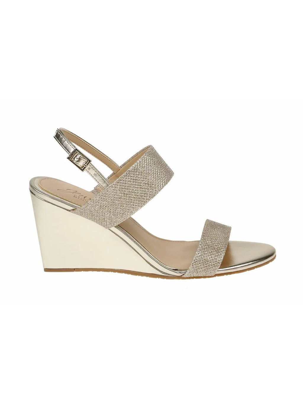 Badgley Nisa Womens Wedge Metallic Glitter Jewel Mischka Sandals