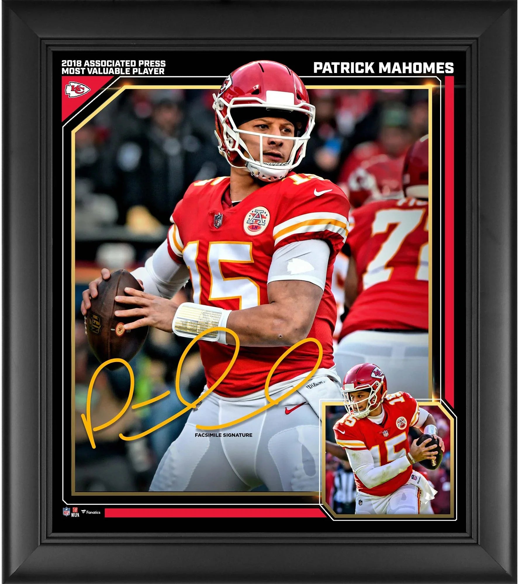 Chiefs Signature 15" - Patrick 2018 Framed Facsimile NFL Collage 17" MVP Kansas Mahomes x City
